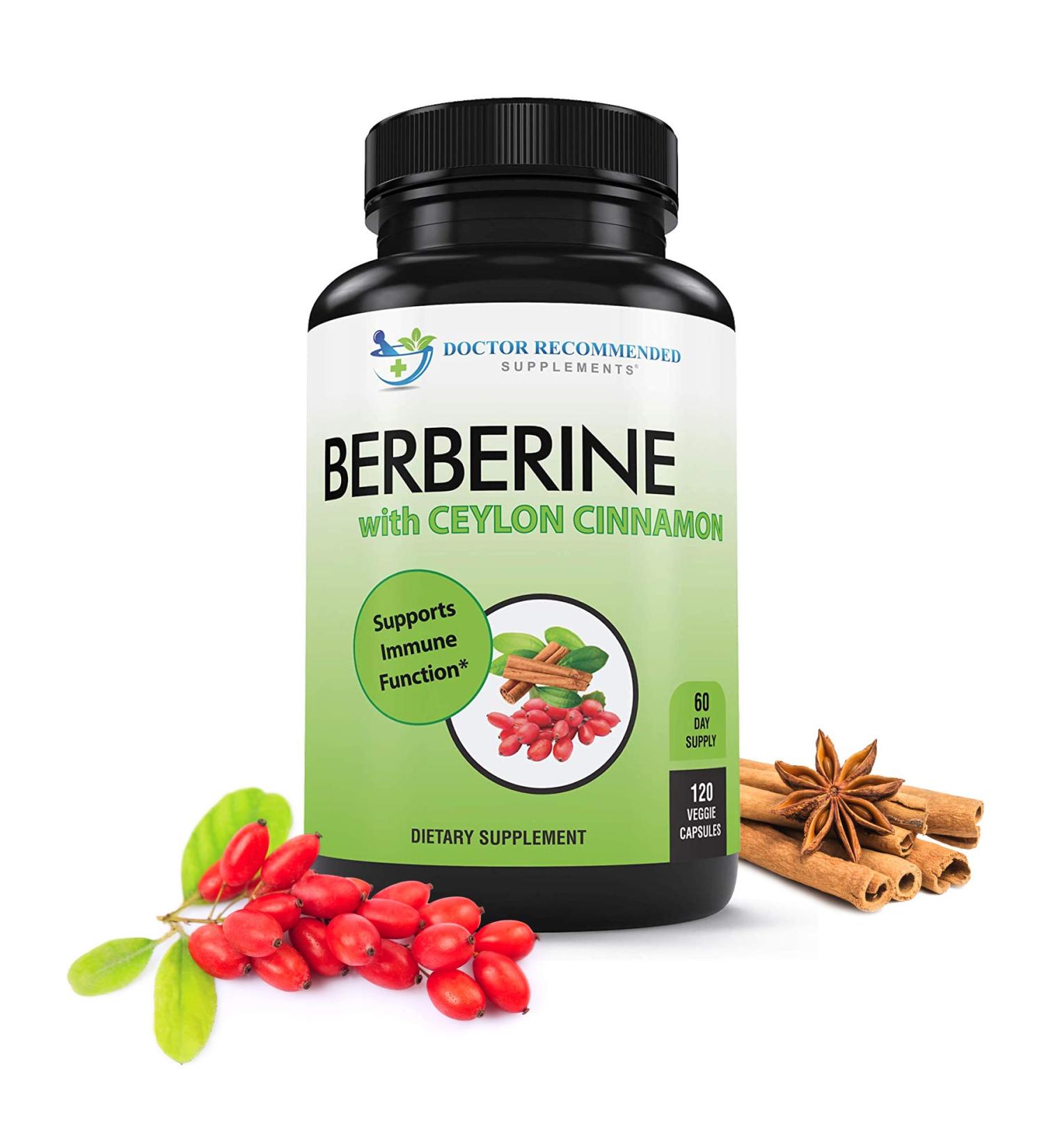 Berberine with Ceylon Cinnamon Capsules - Immune & Heart Support - 120 Veggie Capsules - Buy Online on GoSupps.com