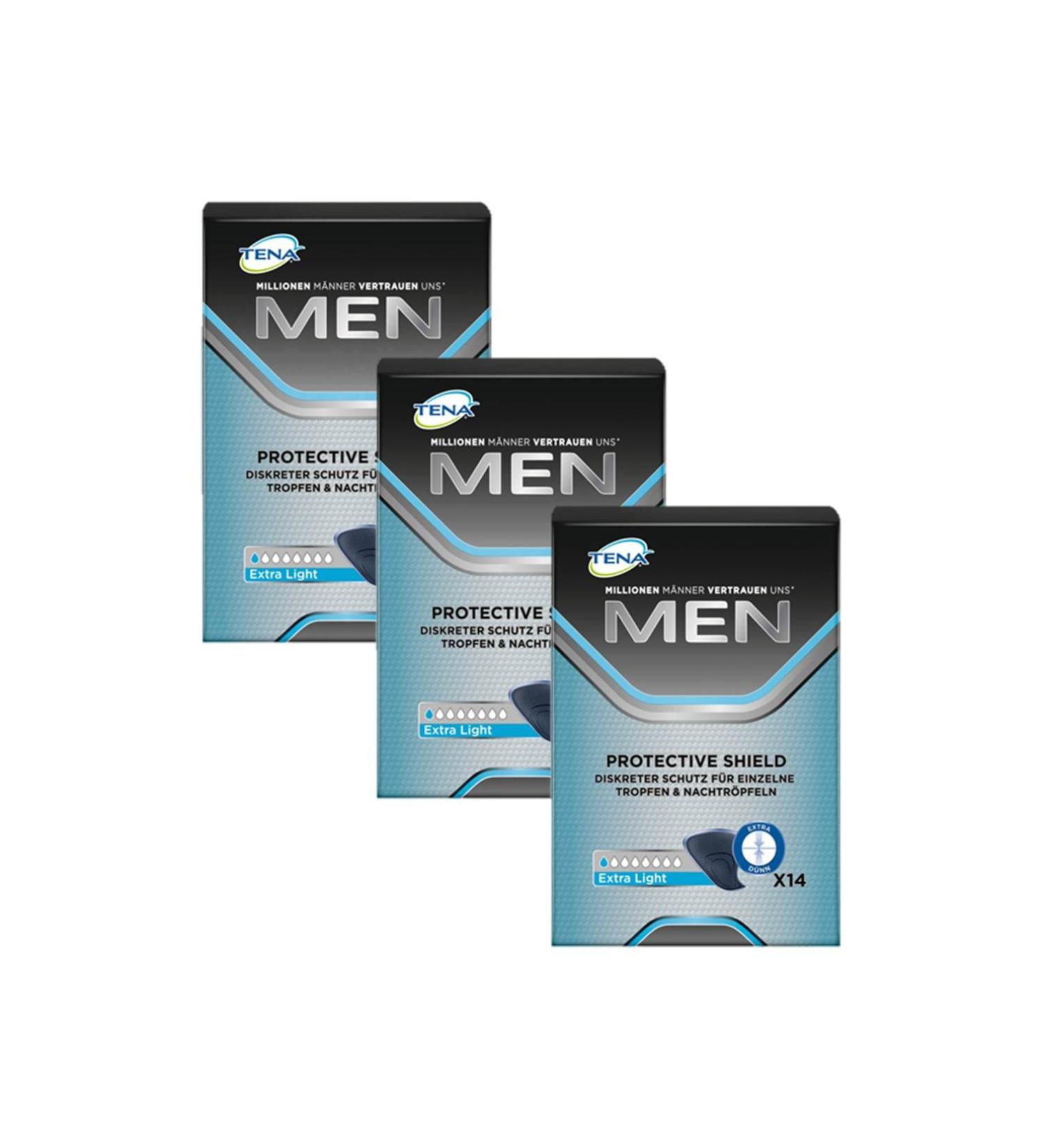 TENA MEN Protective Shield - Extra Light & Discrete Hygiene Inlays for Bladder Weakness | 42 Inserts (3 Pack) - Buy Online on GoSupps.com