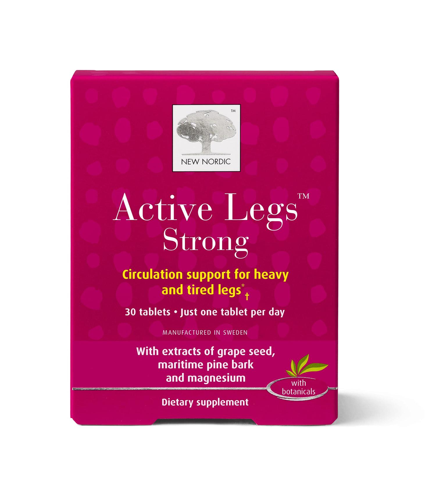 New Nordic Active Legs Strong | Circulation Support & Leg Relief | Non-GMO, Gluten Free | 30 Tablets - Buy Online on GoSupps.com
