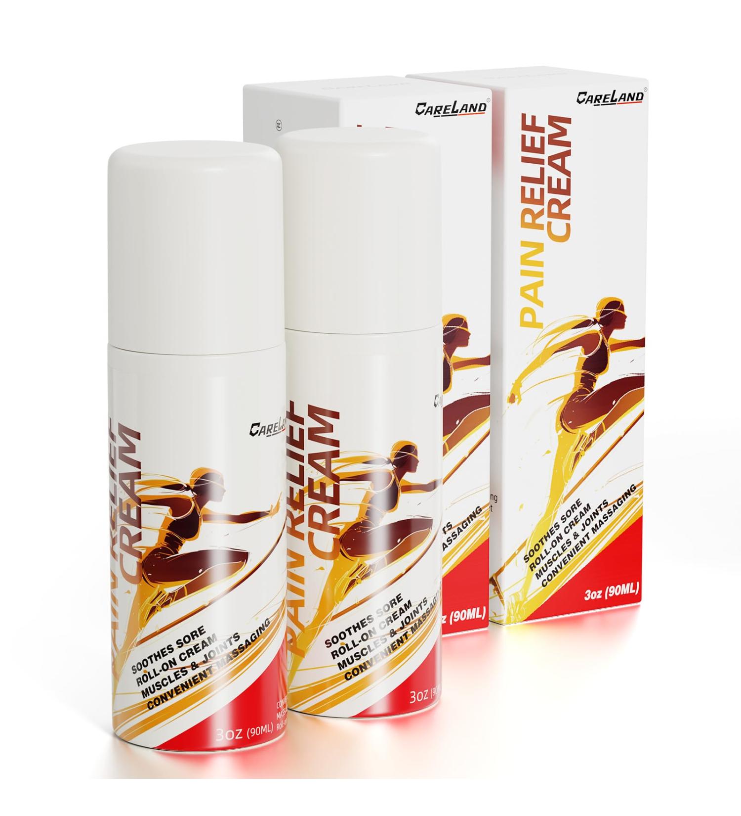 CARELAND Pain Relief Roll On Cream 2 Pack Capsaicin Roll On with Menthol & Methyl Salicylate Formula 3oz Cooling Joint Pain Relief for Knee Lower Back Neck & Sore Muscles Arthritis Pain Reliever - Buy Online on GoSupps.com