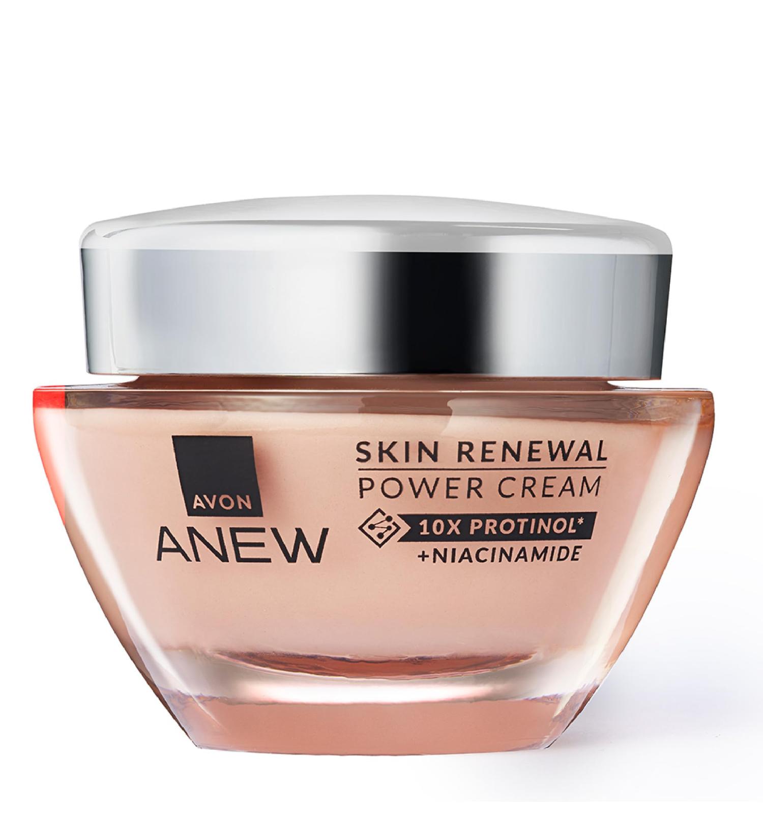 Avon Anew Skin Renewal Power Cream 50ml Formulated with Protinol Technology Boost Collagen and Activate Suface Skin Renewal For Hydrated Firmer Looking Skin Cruelty Free Power Face Cream - Buy Online on GoSupps.com