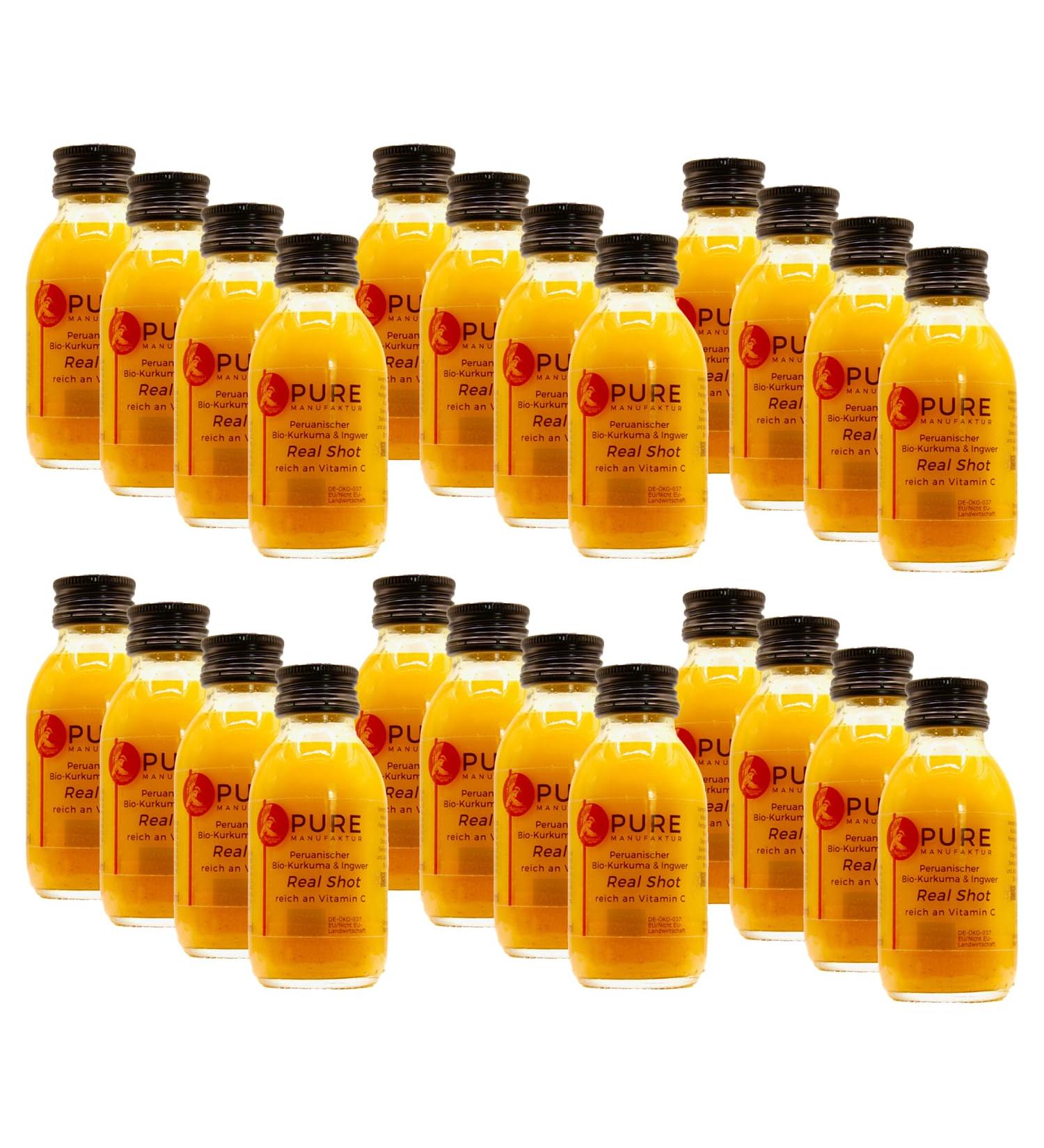 Pure Shot organic orange turmeric-ginger.Organic and vegan.Without sugar no additives 100% organic (DE- KO-005) 24x100 ml organic turmeric shots 100 ml (24 Pack)