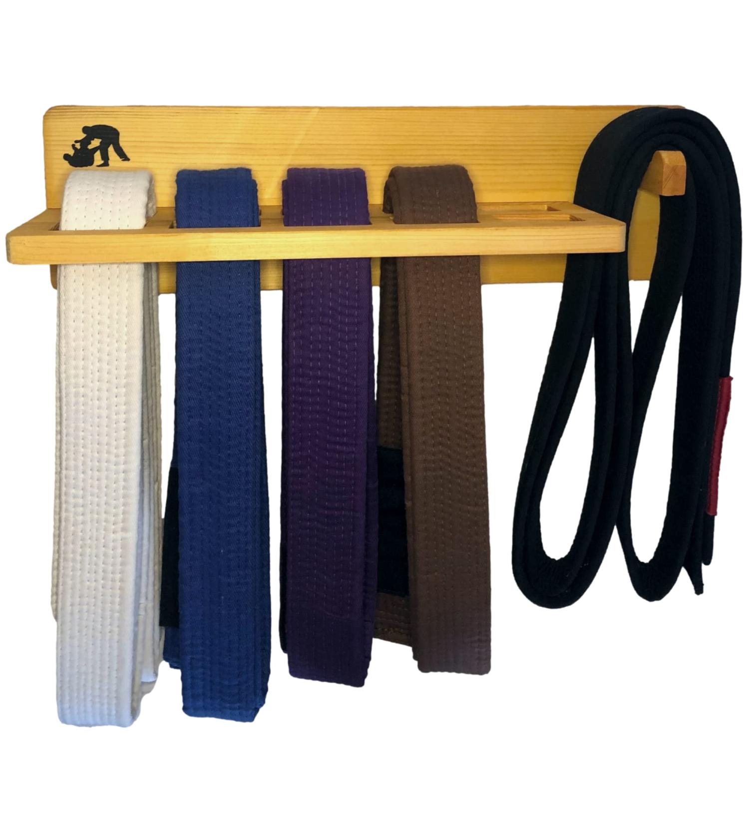 Alley Cats BJJ Belt Shelf - Brazilian Jiu Jitsu Belt Display Rack for 5 Belts - Buy Online on GoSupps.com
