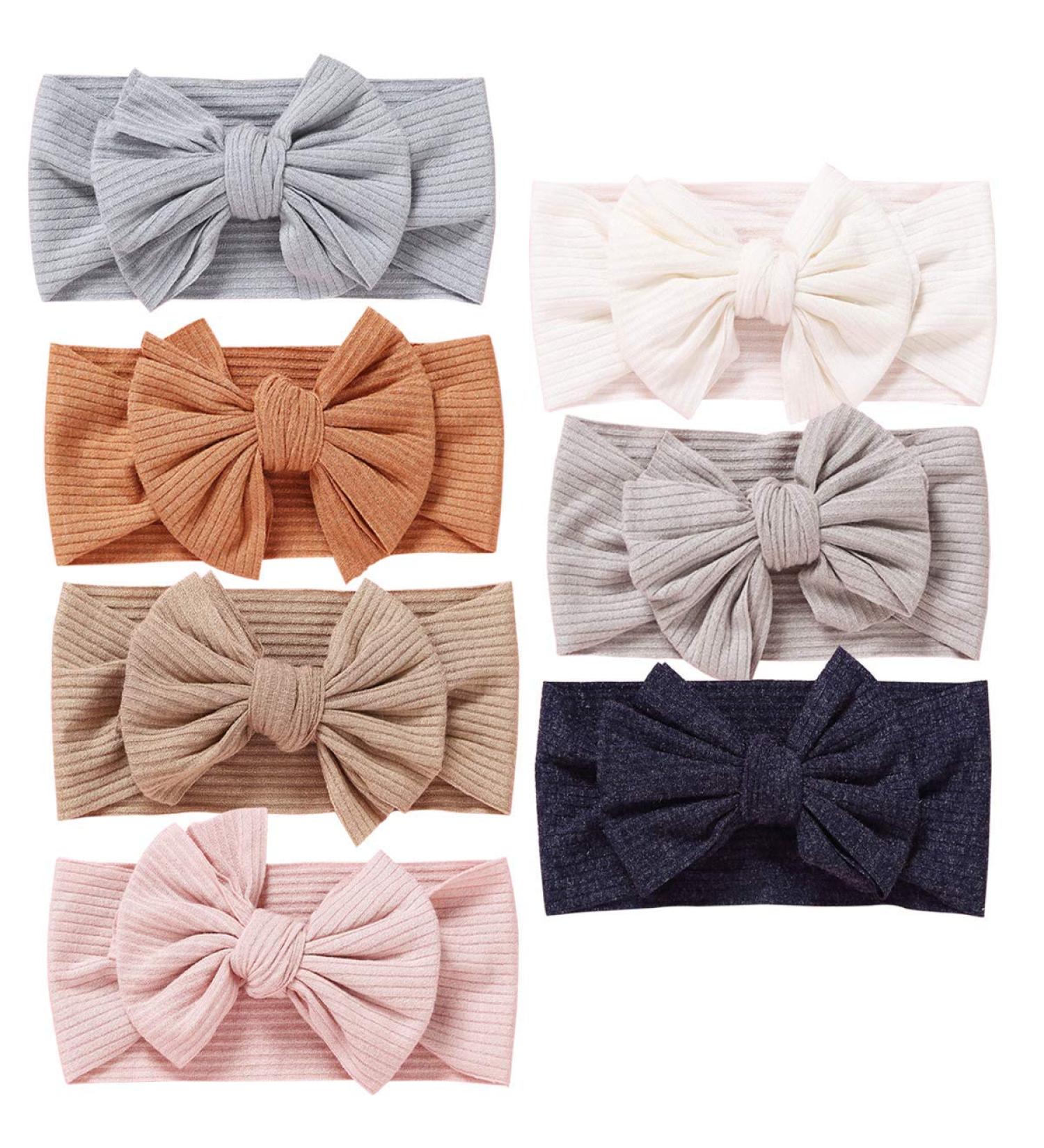 Baby Girl Newest Turban Headband Head Wrap Knotted Hair Band Hair Bow for Infant Baby Girls Newborn Toddlers Kids 7PCS - Buy Online on GoSupps.com