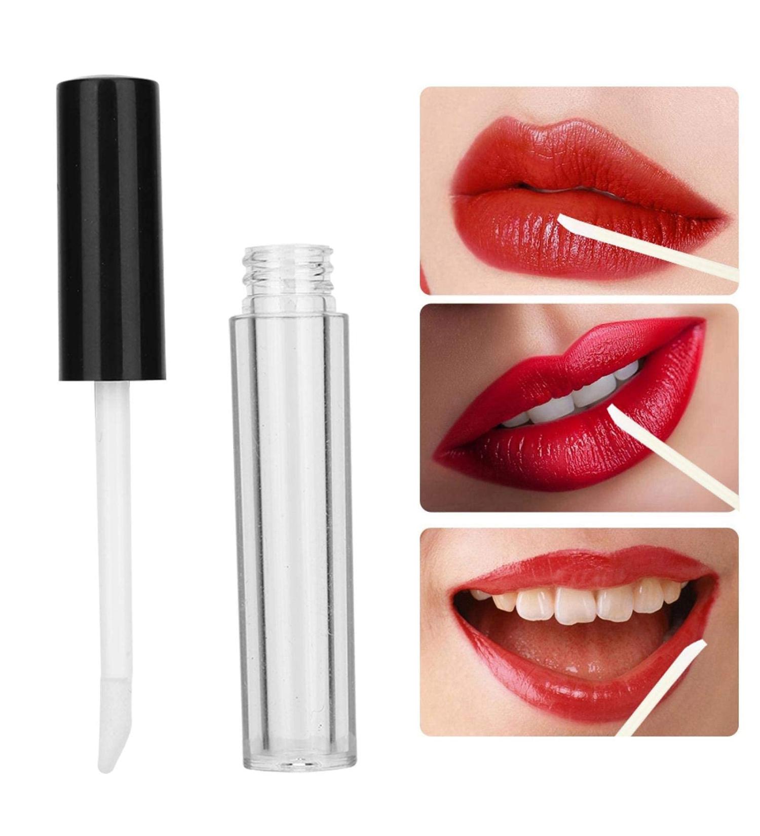 10 Pack 1.5ml Transparent Lip Gloss Tubes - Refillable DIY Lip Balm Containers with Rubber Inserts - Black - Buy Online on GoSupps.com