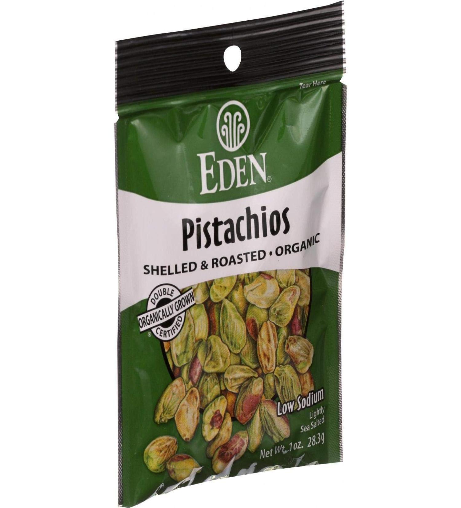 Eden Organic Shelled and Dry Roasted Pistachios, 1 Ounce  - 12 pack