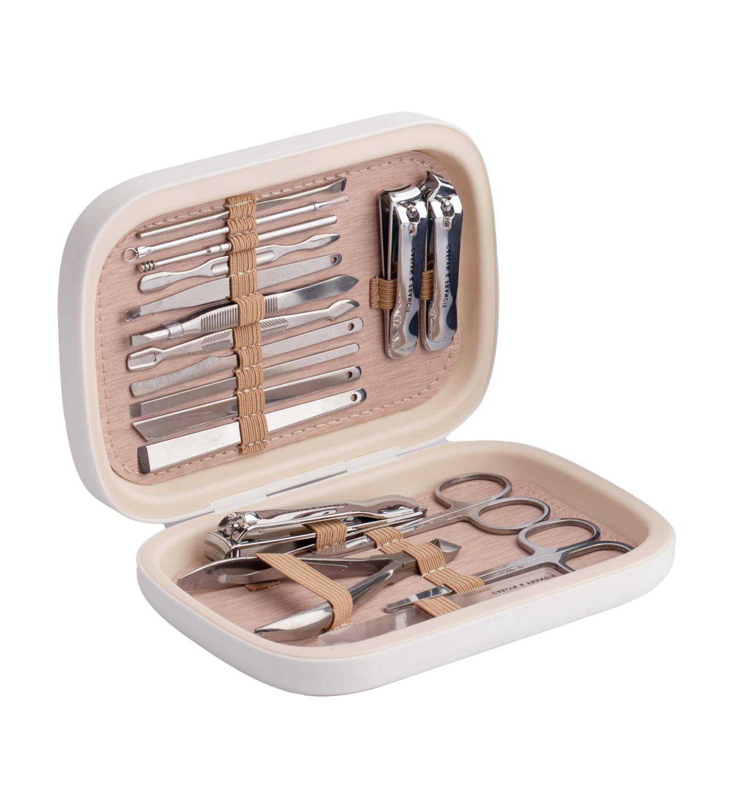 CAELYN & FRANCIS 18Pcs Manicure Set with Nail Clippers - Men and Women Nail Kit - Gift for Wife, Girlfriend, Parents - Elegant White - Buy Online on GoSupps.com