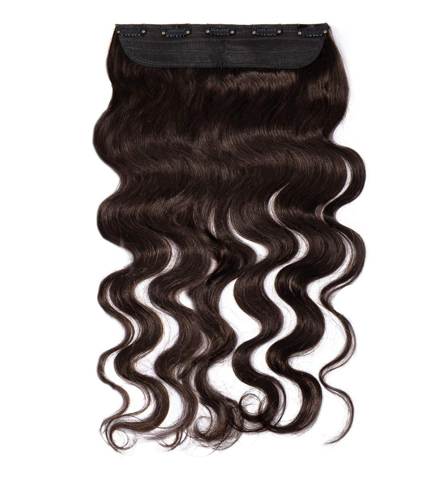 Clip In Curly Extensions - 55cm Remy Real Hair #2 Dark Brown 100g Tress with 5 Clips - Buy Online on GoSupps.com