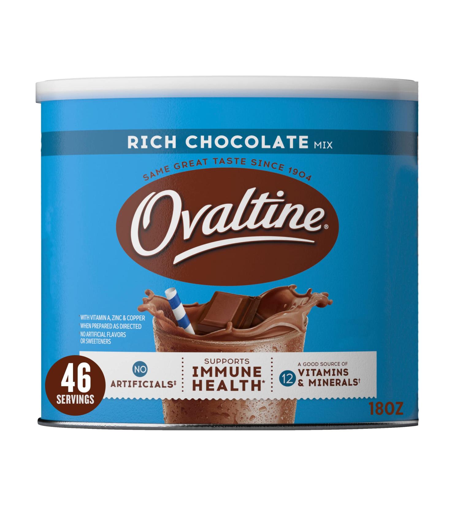 OVALTINE Rich Chocolate Milk Mix 18 oz. Canister - Buy Online on GoSupps.com