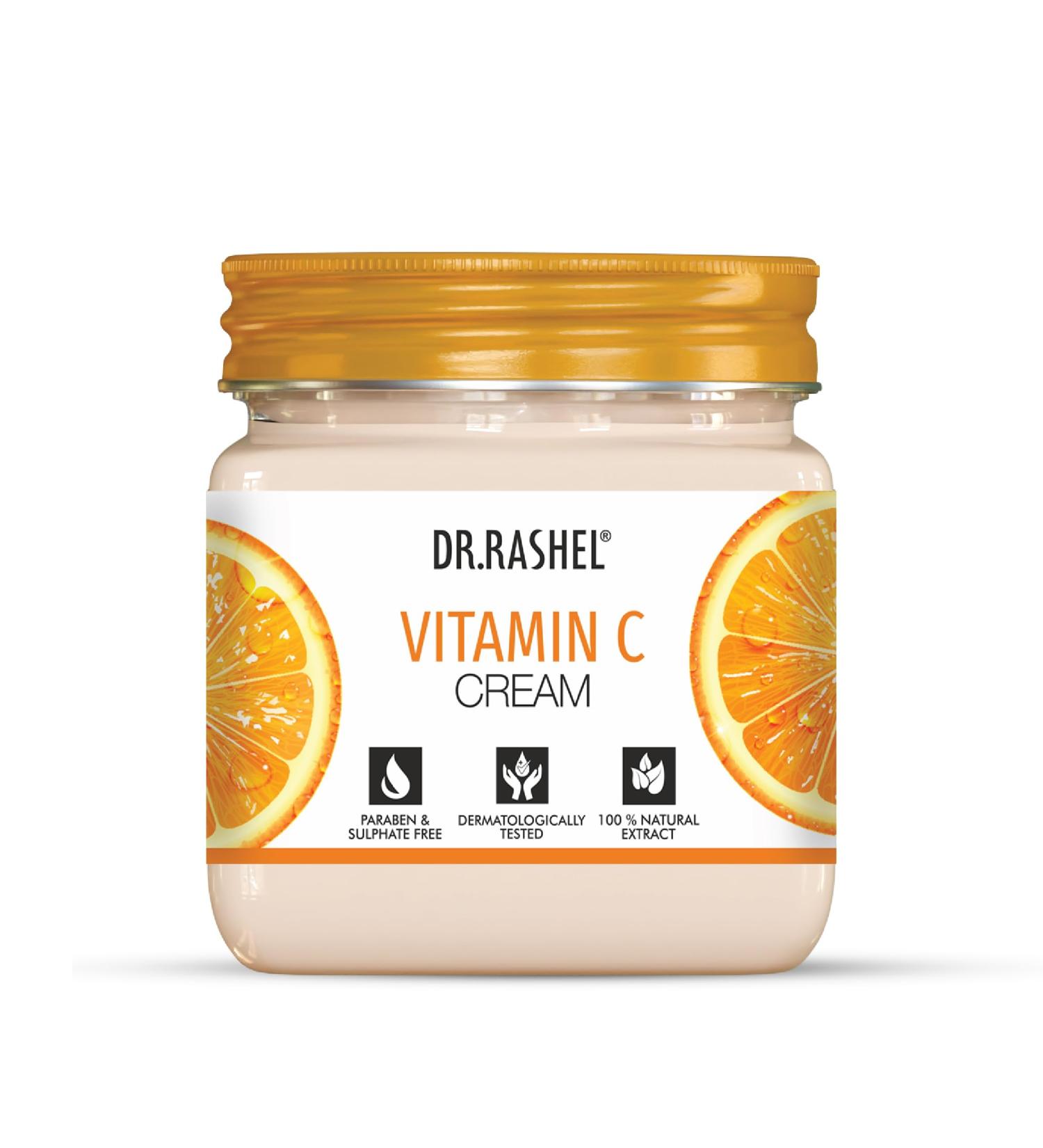 DR.RASHEL Vitamin C Cream For Men & Women With Goodness Of Orange Extract & Glycerin Hydrating & Moisturizing Facial Cream Soothing & Cleansing Facial Cream For All Skin Types - 380 ml / 12.84 Fl Oz - Buy Online on GoSupps.com