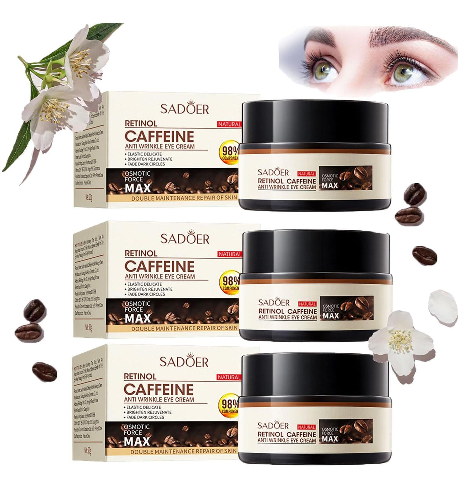 3Pcs SADOER Eye Cream SADOER Caffeine Retinol Moisturizing Anti-Wrinkle Cream Caffeine Eye Cream Reduces Wrinkles Fine Lines - Buy Online on GoSupps.com