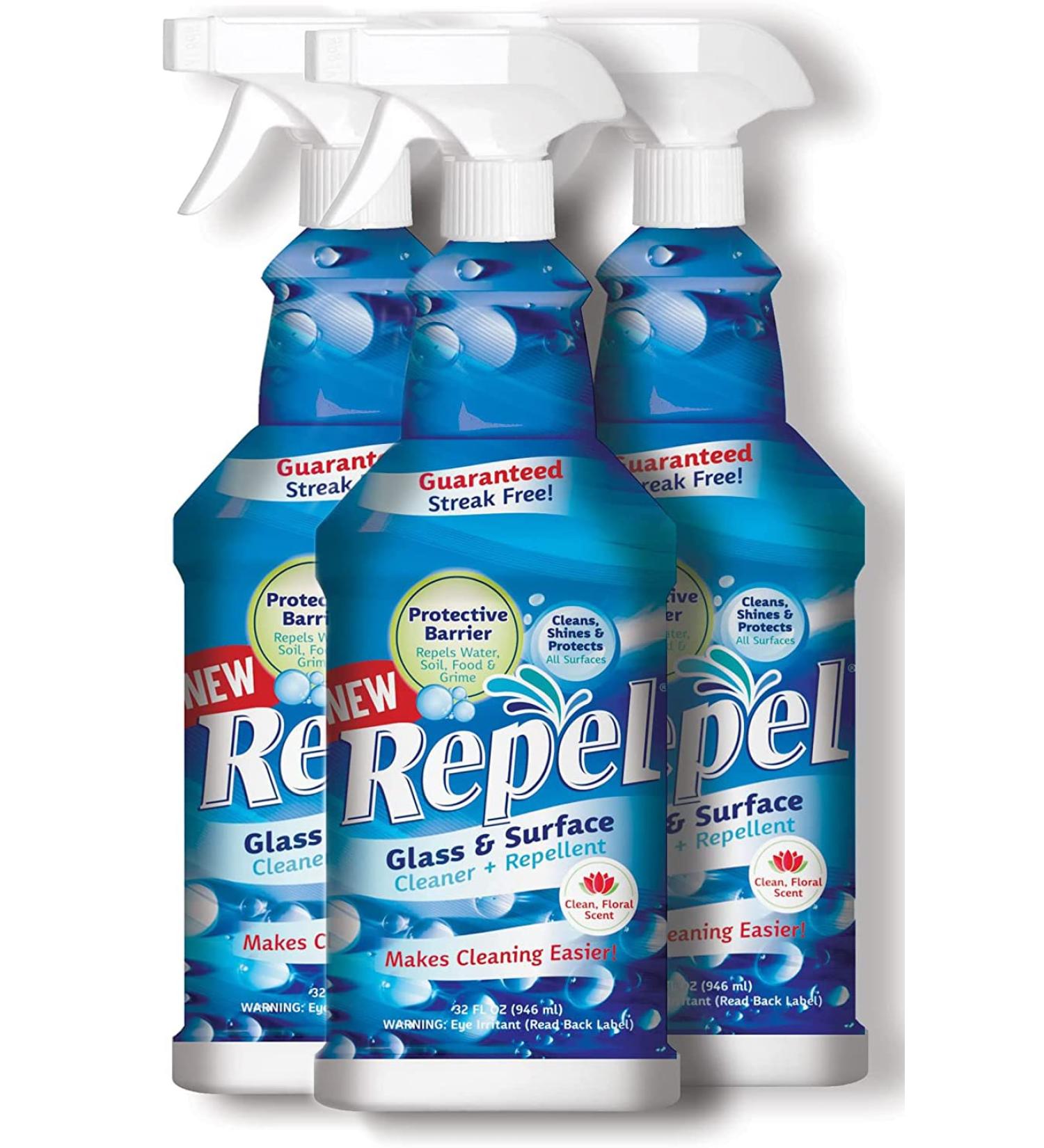 UNELKO Clean-X REPEL Glass & Surface Cleaner 32 fl. oz. (Pack of 3) - Repels Water Spots & Dirt on Glass, Mirror, Tile & Multi Surfaces - Buy Online on GoSupps.com