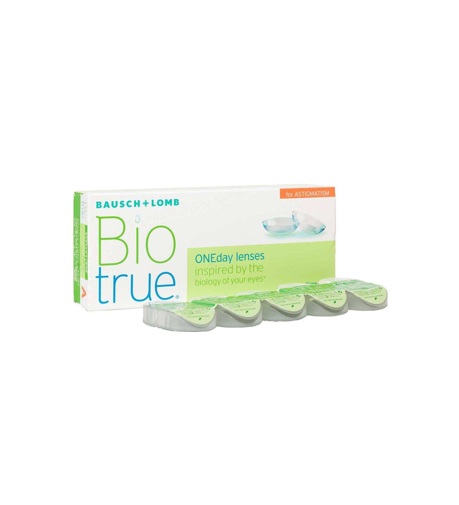 Bausch + Lomb Biotrue Daily Toric Contact Lenses for Astigmatism - 30 Soft Lenses BC 8.4 mm Dia 14.5 -2.75 Cyl Axis 090 | Buy Now for International Shipping - Buy Online on GoSupps.com