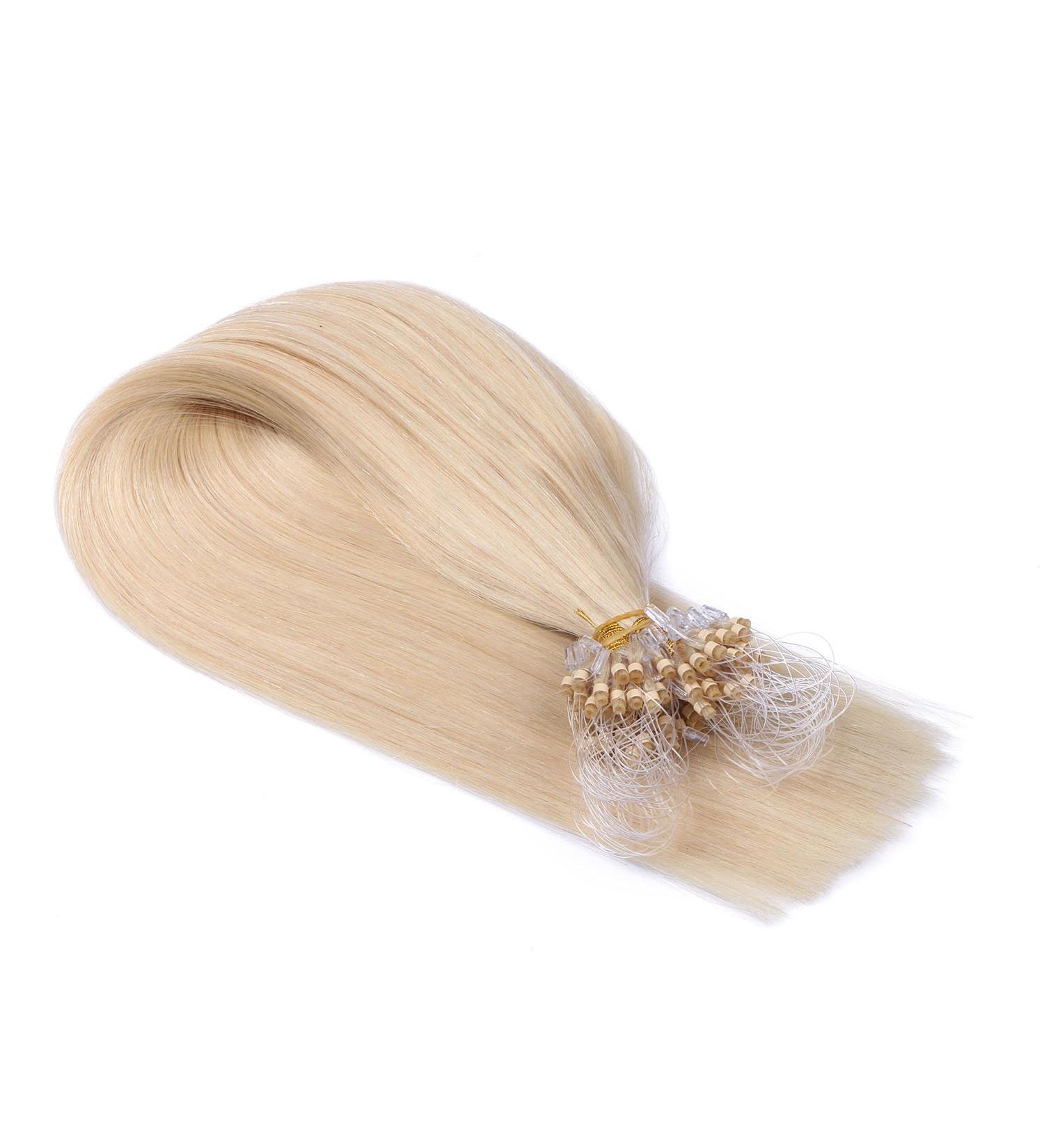 Micro Ring Hair Extensions #613 - Clear Light Blonde 60cm | 100% Remy Real Hair Easy to Use 25 Strands 0.5g Each - Buy Online on GoSupps.com