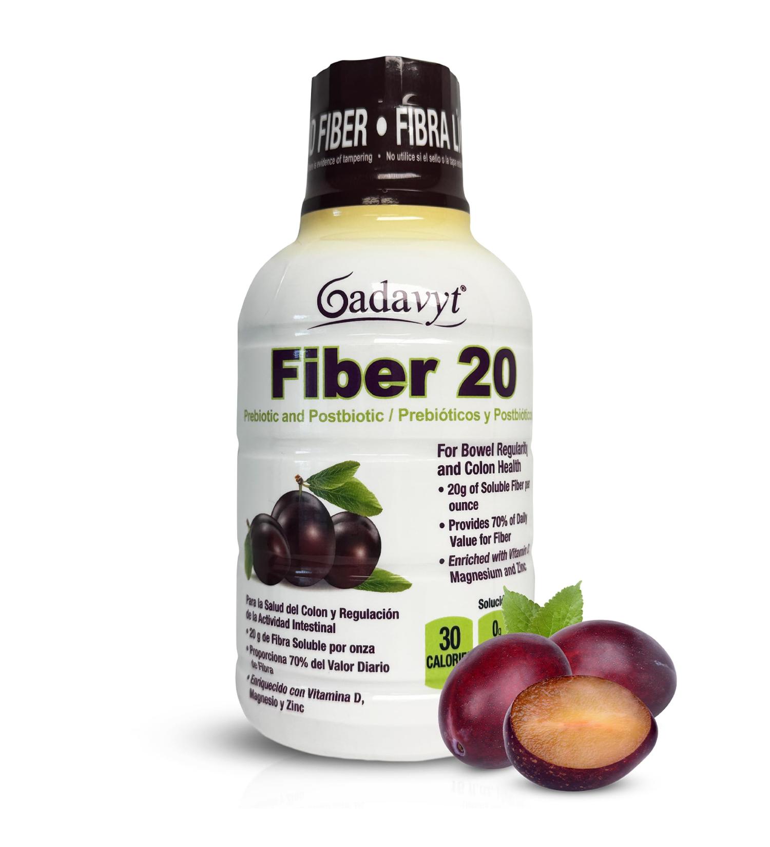 GADAVYT Fiber 20 - High Fiber Supplement for Women & Men 20g Liquid Soluble Fiber/Serving Prebiotic & Postbiotic Complex + Vitamins A D3 E & Magnesium Gut Health Digestive Health 16 fl oz - Buy Online on GoSupps.com