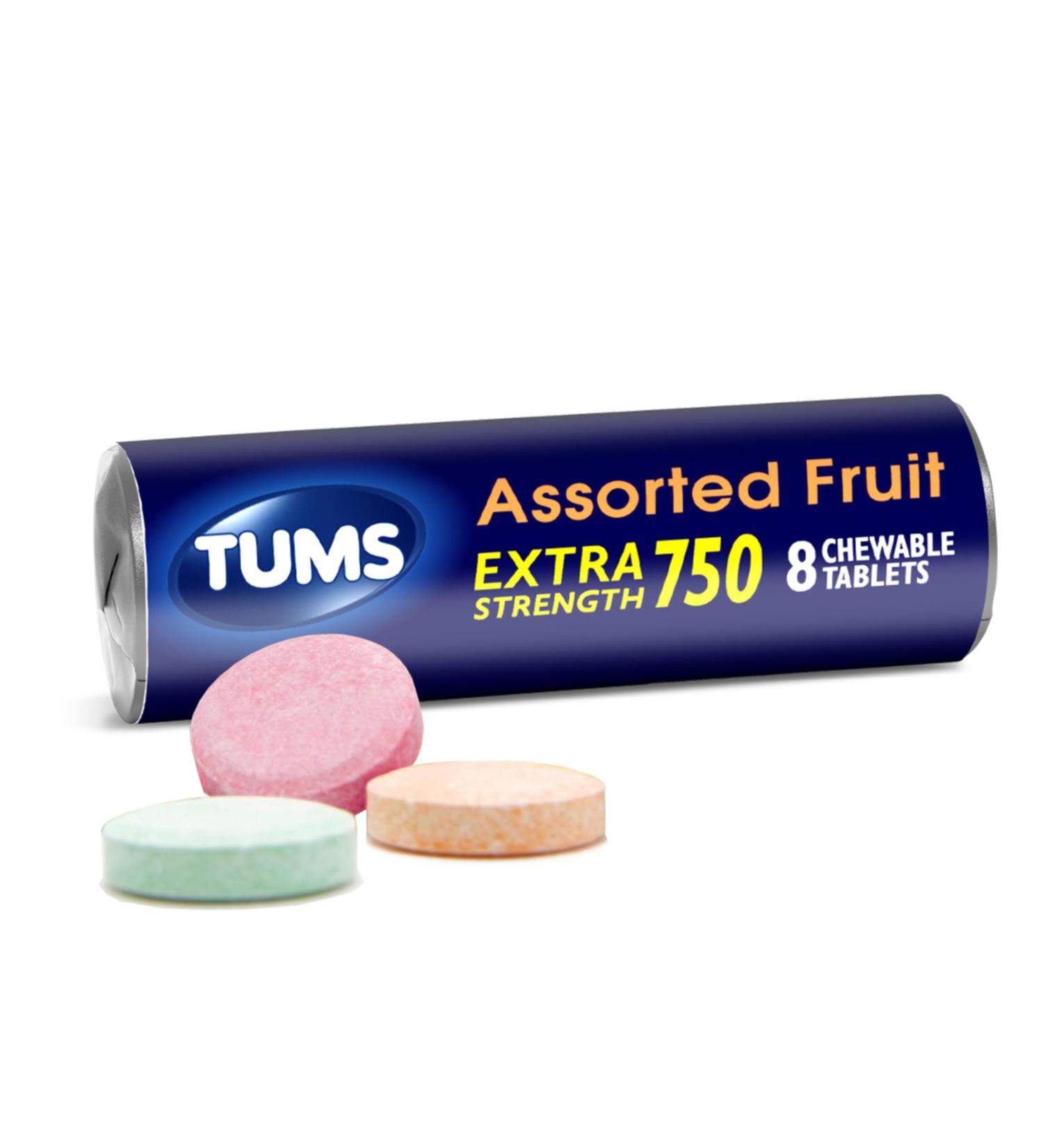 Buy TUMS Extra Strength Antacid Tablets - Fast Heartburn Relief in Assorted Fruit - 8 Count Roll for International Shipping - Buy Online on GoSupps.com