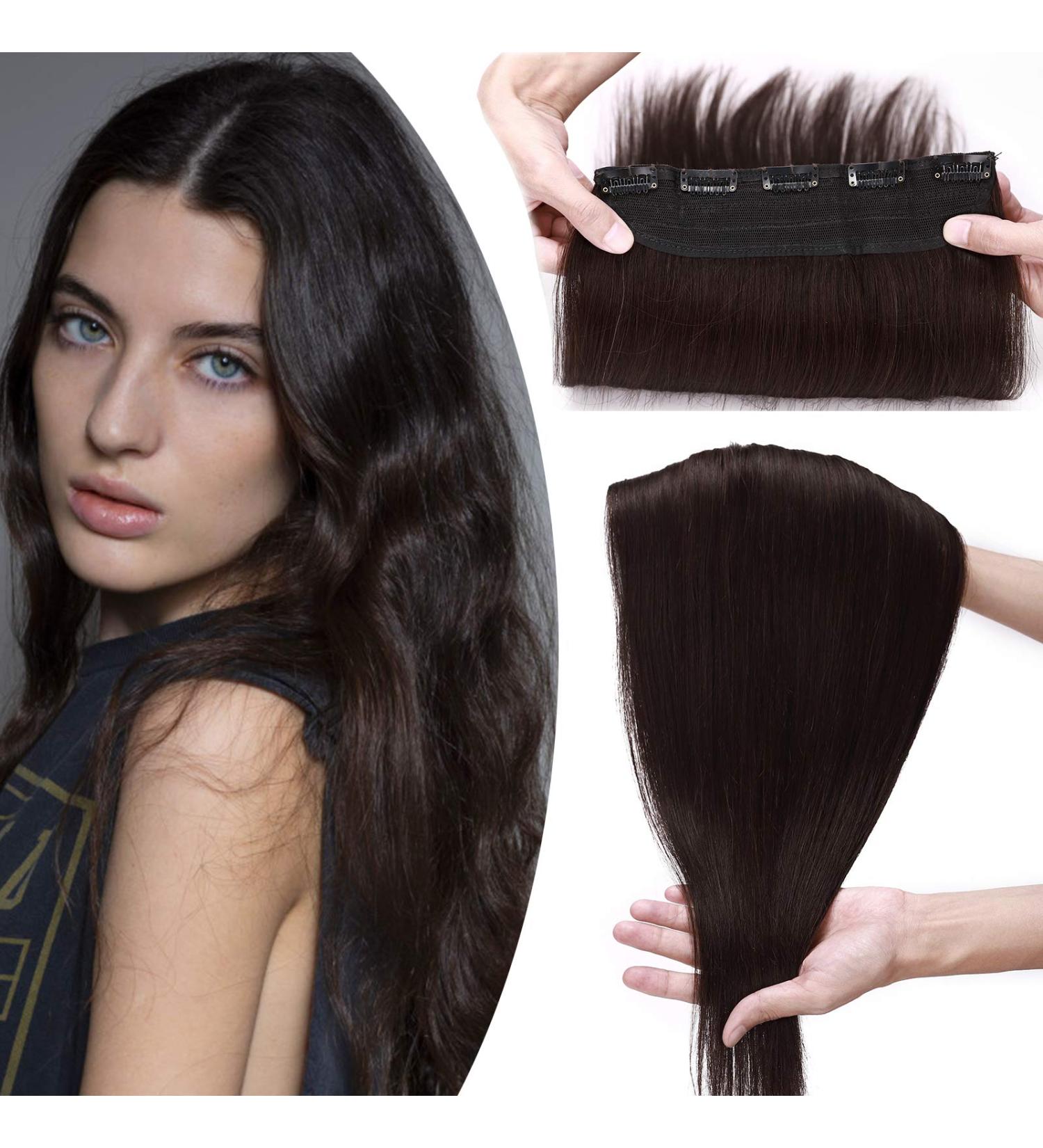 Shop 100% Real Human Hair Clip-In Extensions - Thick Remy Dark Brown #2-1 (20 inch 95g) - Perfect for Volume & Length - Buy Online on GoSupps.com