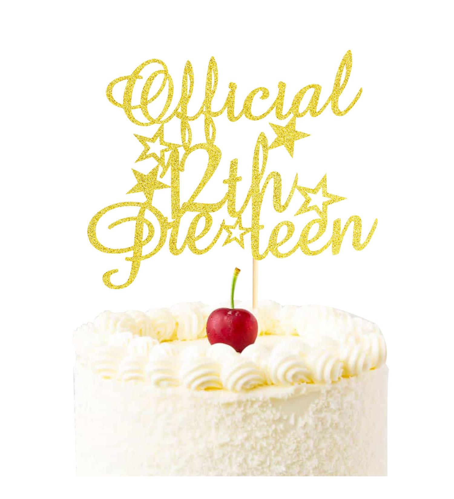 Arthsdite Official 12 Pre-teen Cake Topper Happy 12th Birthday Cake Decorations Cheers to 12 Year Old Birthday Party Decoration Supply - Gold Glitter - Buy Online on GoSupps.com