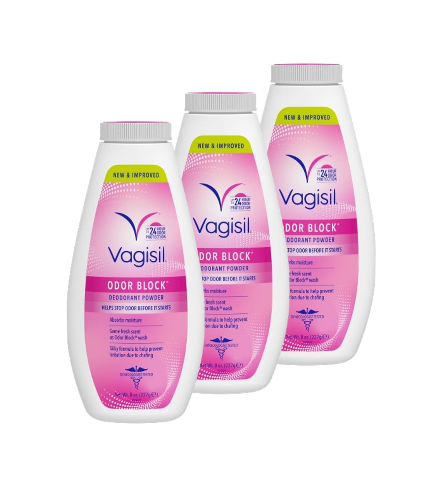 Vagisil Odor Block Deodorant Powder for Women - Talc-Free Prevents Chafing 8 Ounce (Pack of 3) - International Shipping Available - Buy Online on GoSupps.com