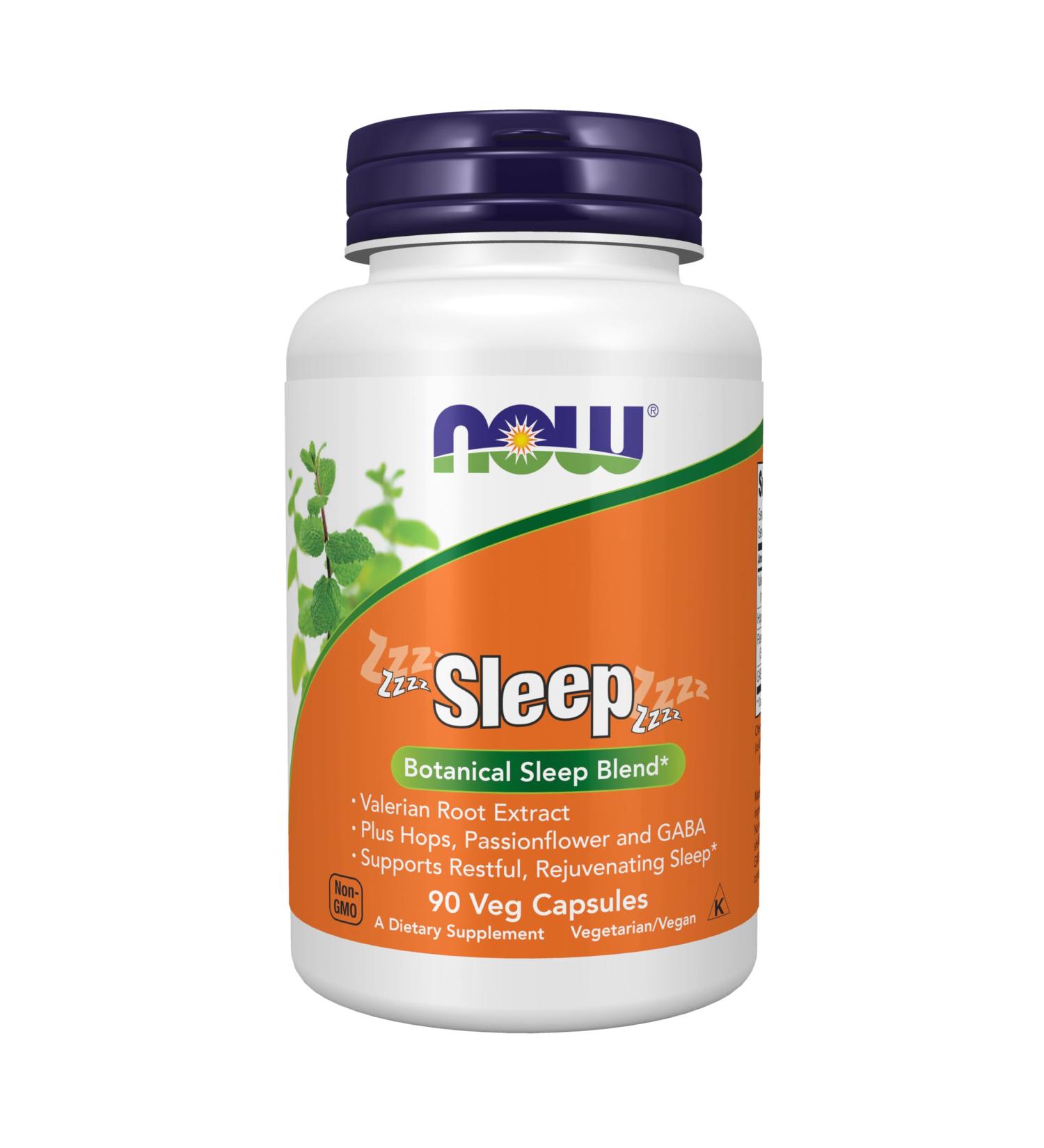 NOW Foods Supplements Sleep with Valerian Root Extract Plus Hops Passionflower and GABA Botanical Sleep Blend* 90 Veg Capsules - Buy Online on GoSupps.com