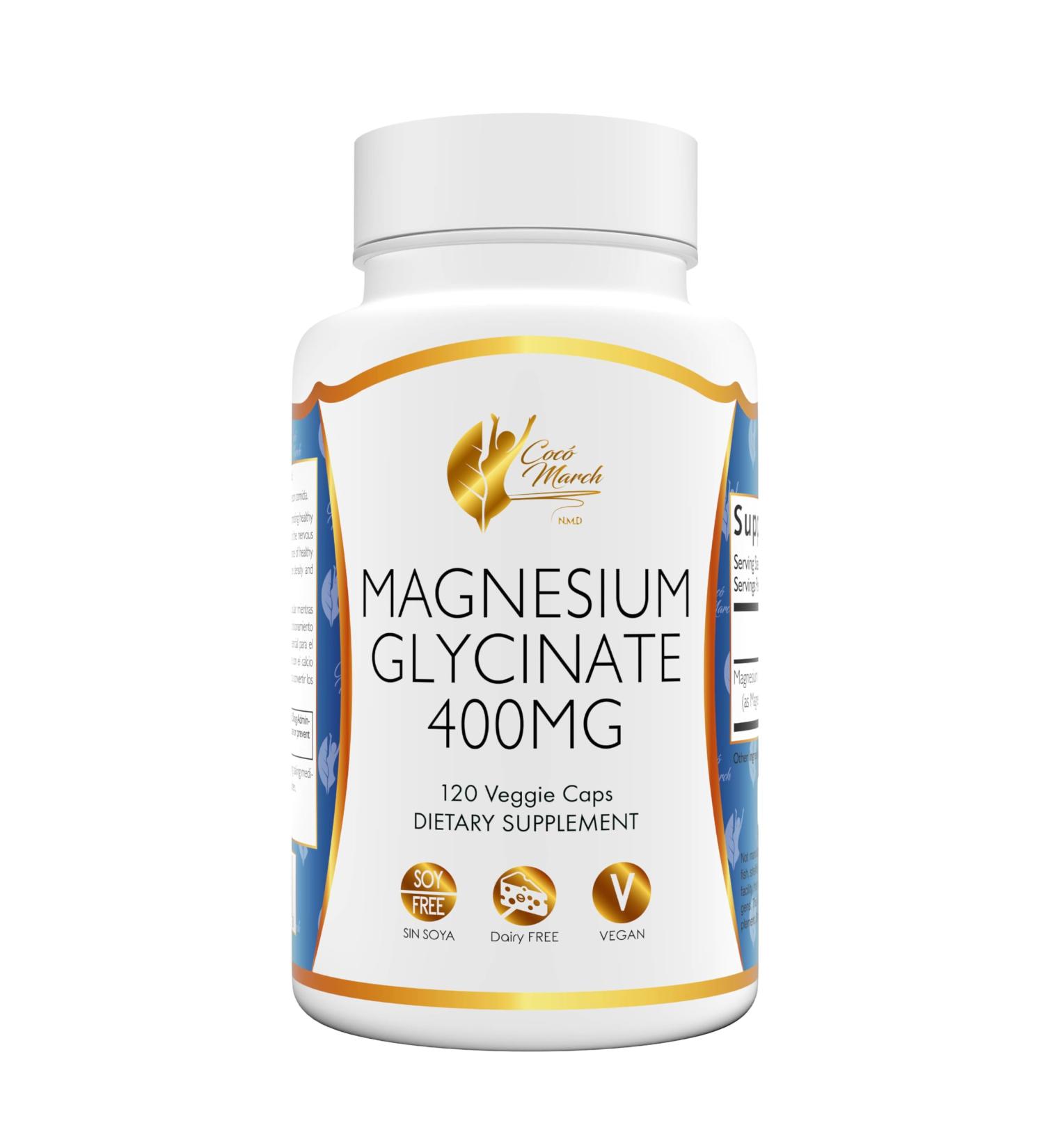 Coc March N.M.D Magnesium Glycinate 400 mg High Absorption Magnesium for Women & Men - Supplement for Sleep, Relaxation & Digestive Health Gluten Free, Vegan, Soy & Dairy Free 120 Capsules - Buy Online on GoSupps.com
