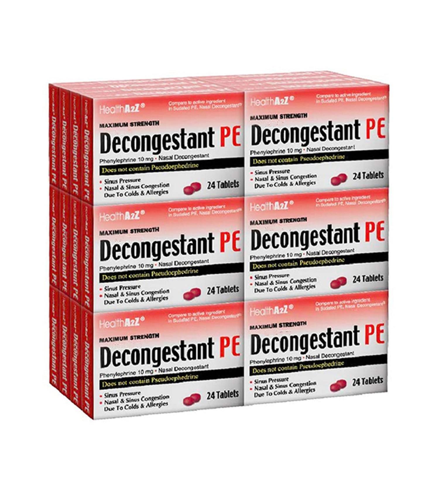 HealthA2Z Decongestant PE | Phenylephrine HCl 10 mg | Nasal & Sinus Congestion Relief Due to Cold & Allergies | 24 Pack of 24 Tablets (576 Tablets in Total) | Value Pack - Buy Online on GoSupps.com
