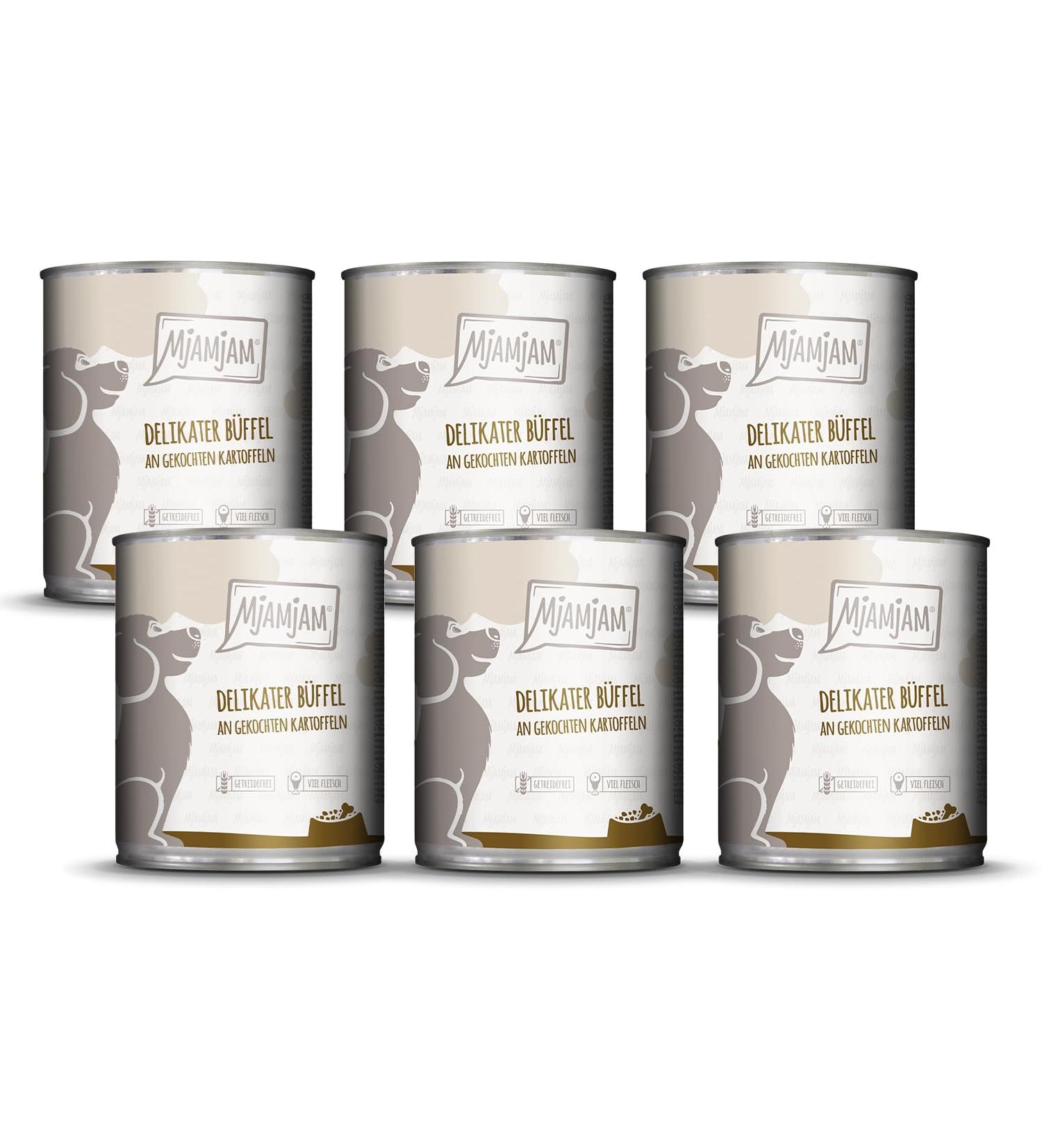 MjAMjAM - Premium wet dog food - delicate buffalo with baked potatoes 6 pack (6 x 800g) grain free with extra meat