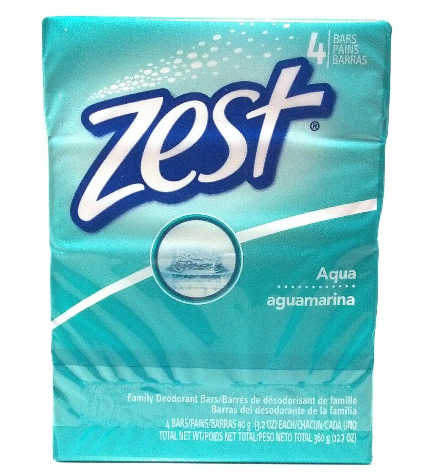 Zest Aqua with Refreshing Scent and Rich Lather 4 Bars Family Deodorant Bars Get Zestfully Clean (1 Pack)
