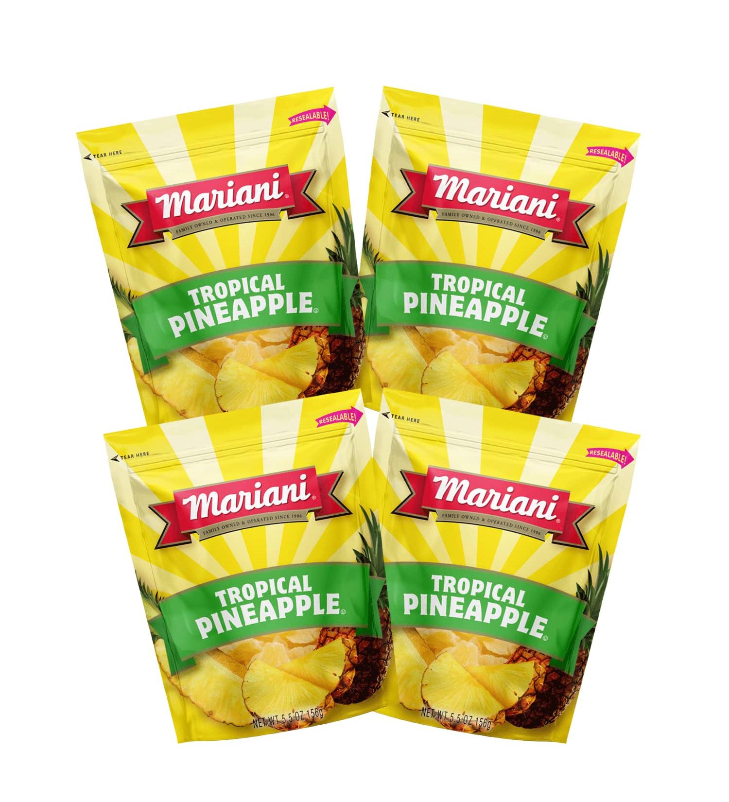 Mariani Tropical Dried Pineapple - Healthy Snacks for Kids & Adults - Vegan, Gluten Free, Cholesterol Free - 5.5 oz (Pack of 4) - Buy Online on GoSupps.com