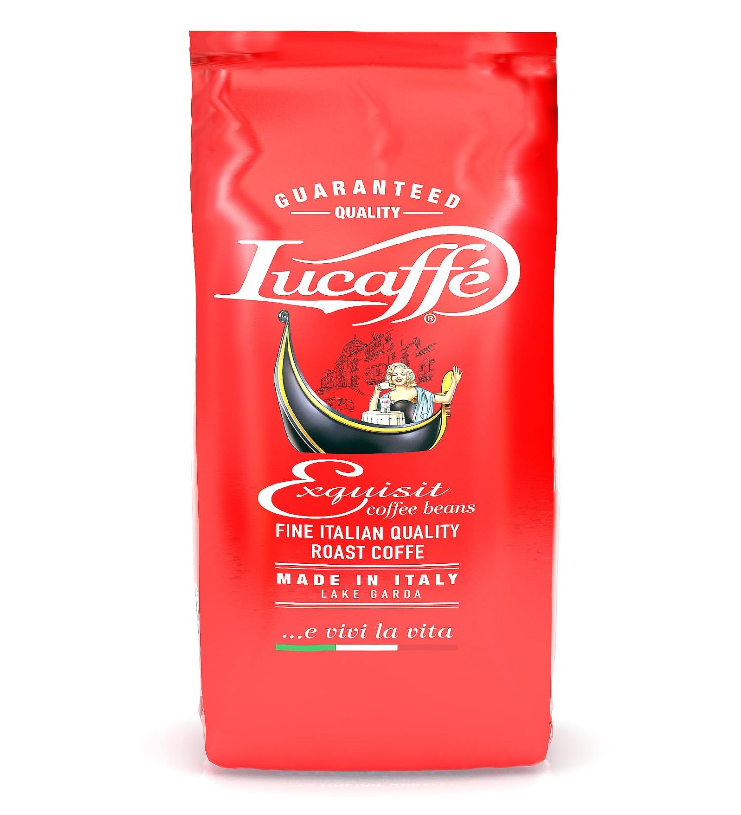 LUCAFF EXQUISIT coffee beans 1 kg bag Arabica and Robusta coffee blend cocoa aroma coffee beans toasted taste high body medium caffeine - Buy Online on GoSupps.com