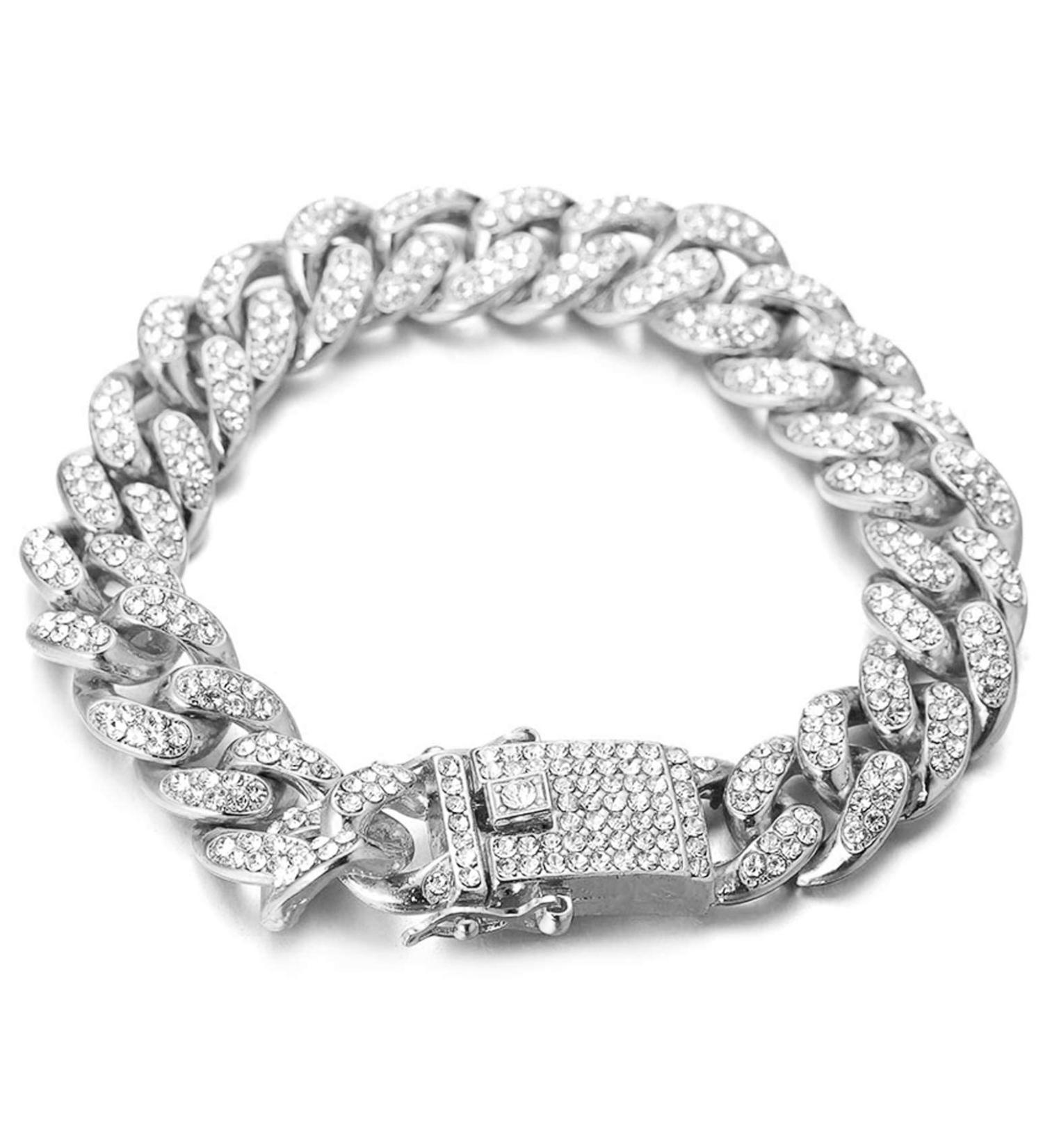 Halukakah 14MM Gold Chain Iced Out Cat Diamond Cuban Link Necklace in XS-M Size - Platinum Plated Small (8) - Free Giftbox Included - Buy Online on GoSupps.com