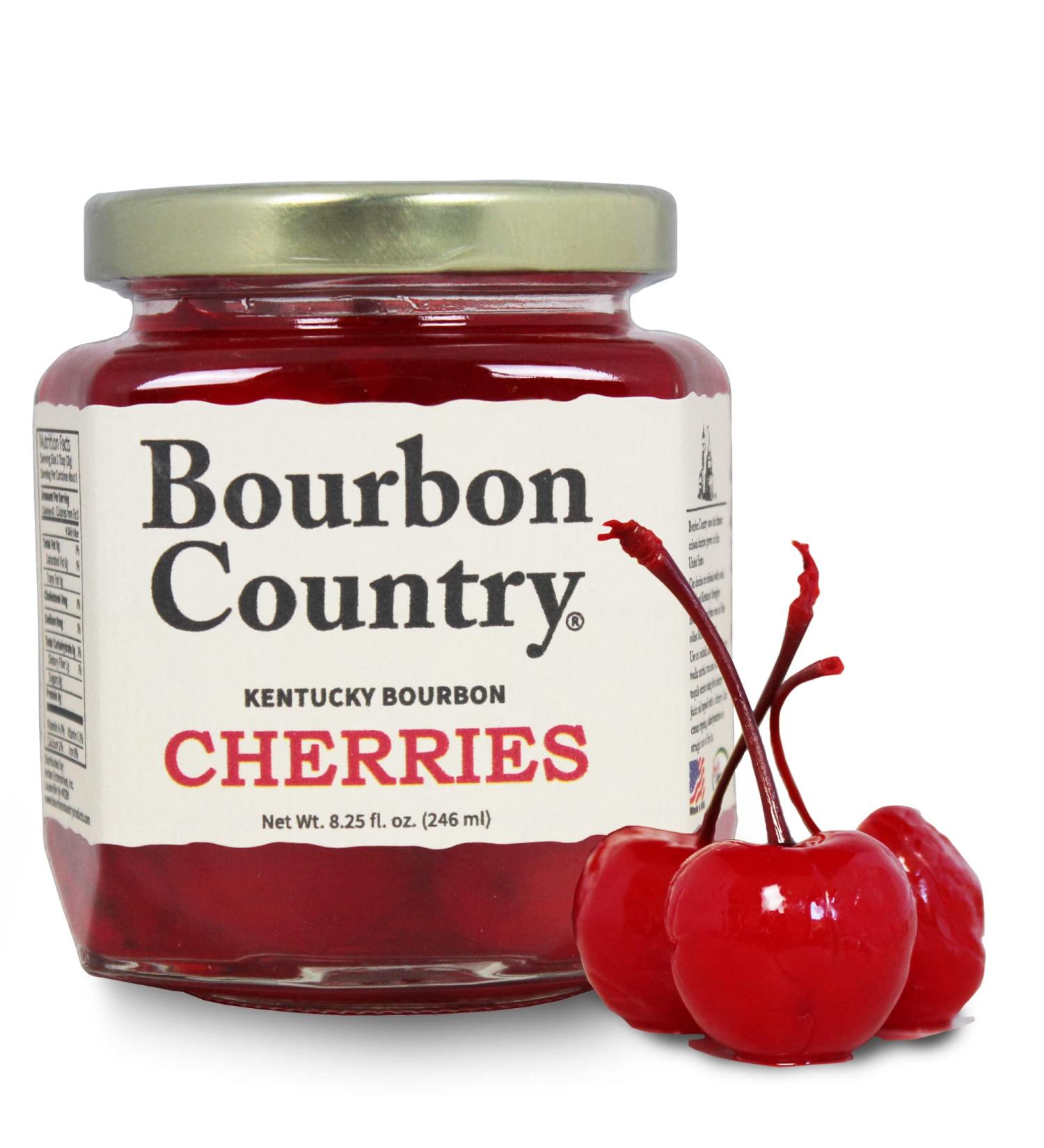 Premium Bourbon Country Cherries - Colossal Maraschino Cherries for Cocktails and Desserts (8.25 oz) - Buy Online on GoSupps.com