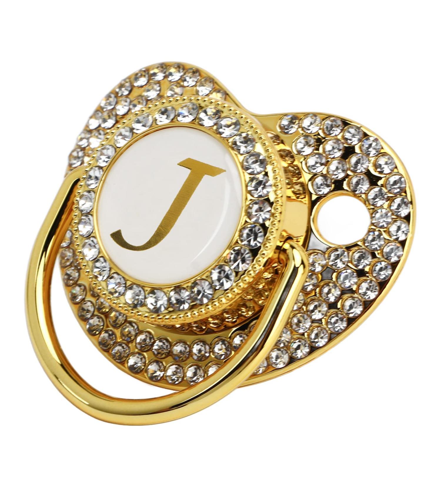 Shop Premium Bling Baby Pacifier | Easy to Clean Curved Design for Newborns (Letter J) - International Shipping Available - Buy Online on GoSupps.com