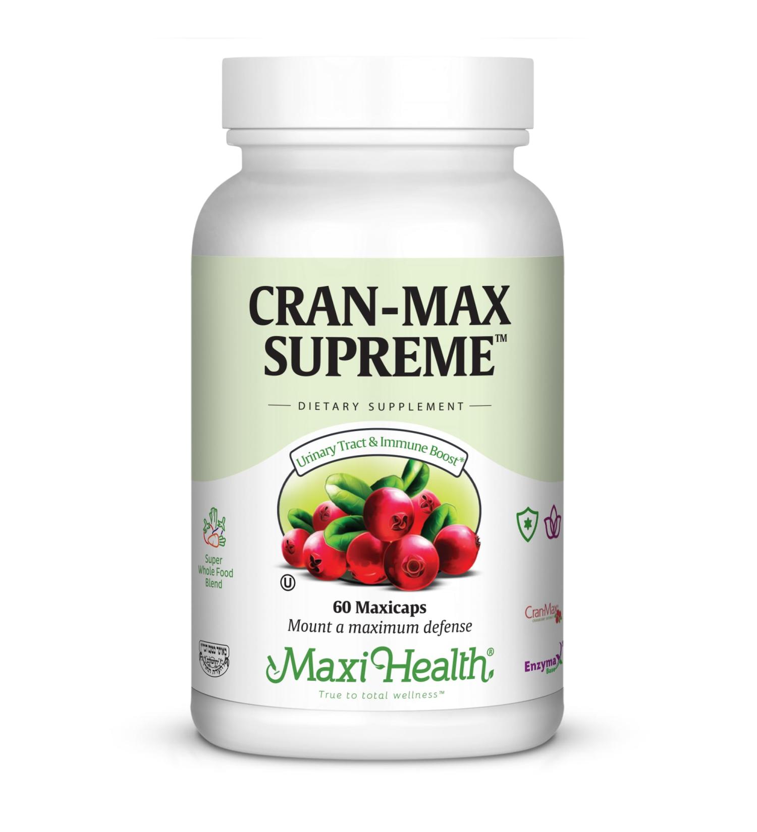 Maxi Health Cranberry Supplement for Urinary Tract & Immune Boost Cranberry Pills for Women and Men with MSM & Oregano 60 Capsules 60 Count (Pack of 1)