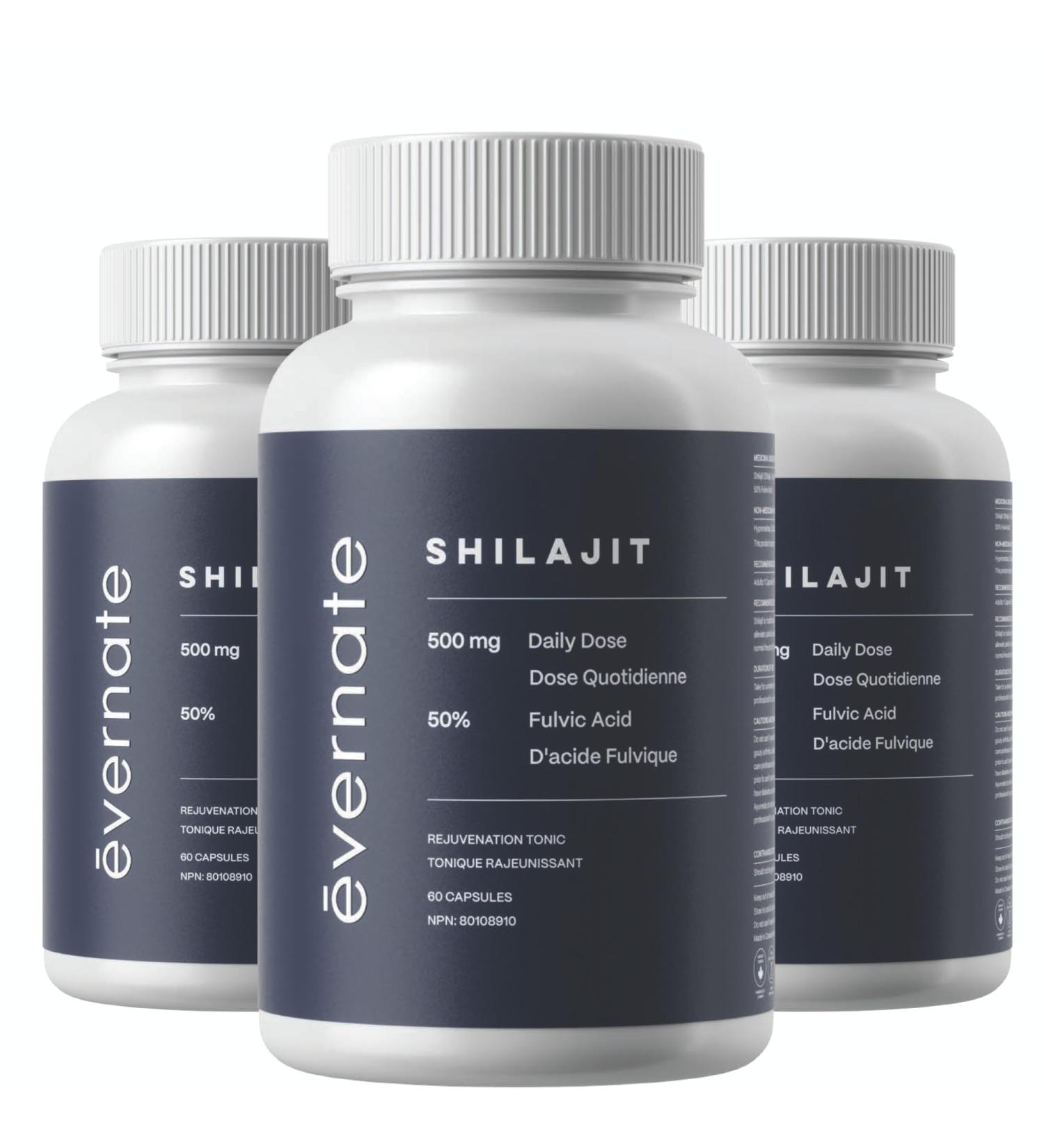 Evernate Shilajit Capsules 3-Month Supply 180 Capsules Pure Himalayan Shilajit for Men and Women 500mg per Serving (2 Capsules) 50% Fulvic Acid Boost Energy & Vitality Trace Minerals Immune Support Vegan-Friendly 60 count (Pack of 3) - Buy Online on GoSupps.com