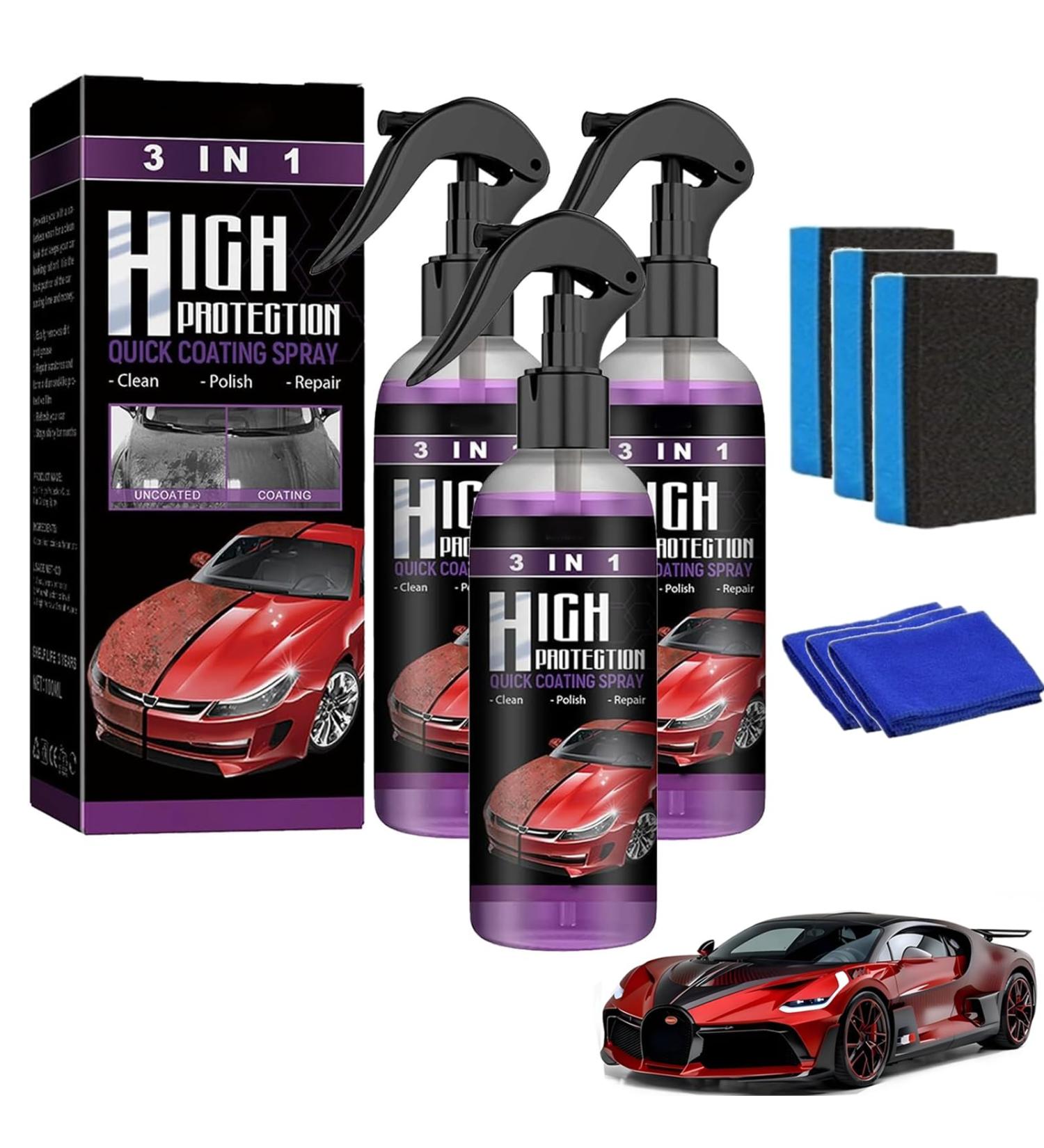 Peony Car Wax Spray Peony Car Coating 3 in 1 High Protection Quick Car Coating Spray Ceramic Spray Coating for Cars High Protection 3 in 1 Spray Quick Coat Car Polish Spray for Cars (3Pcs)