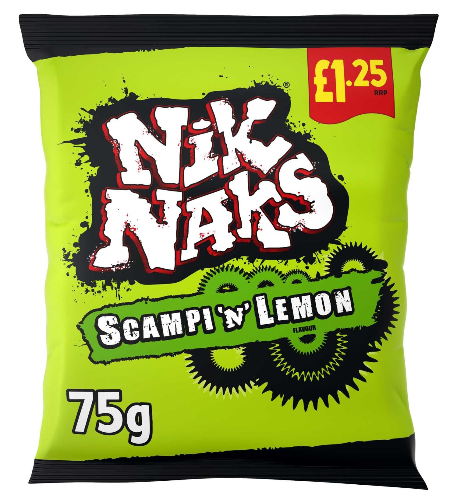 Nik Naks Crisps Epic Flavour Corn Snacks 20 x 75g (Scampi N Lemon)