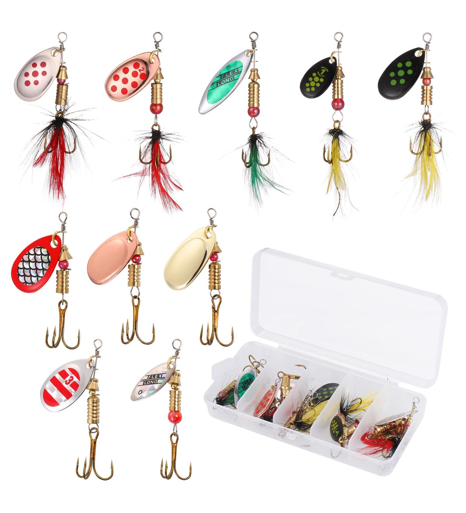 Huiguli Spinner Blinker Set - 10 Lifelike Fishing Baits with Triplet Hooks for Trout Perch Salmon Pike & Walleye - Premium Spinner Bait - Buy Online on GoSupps.com
