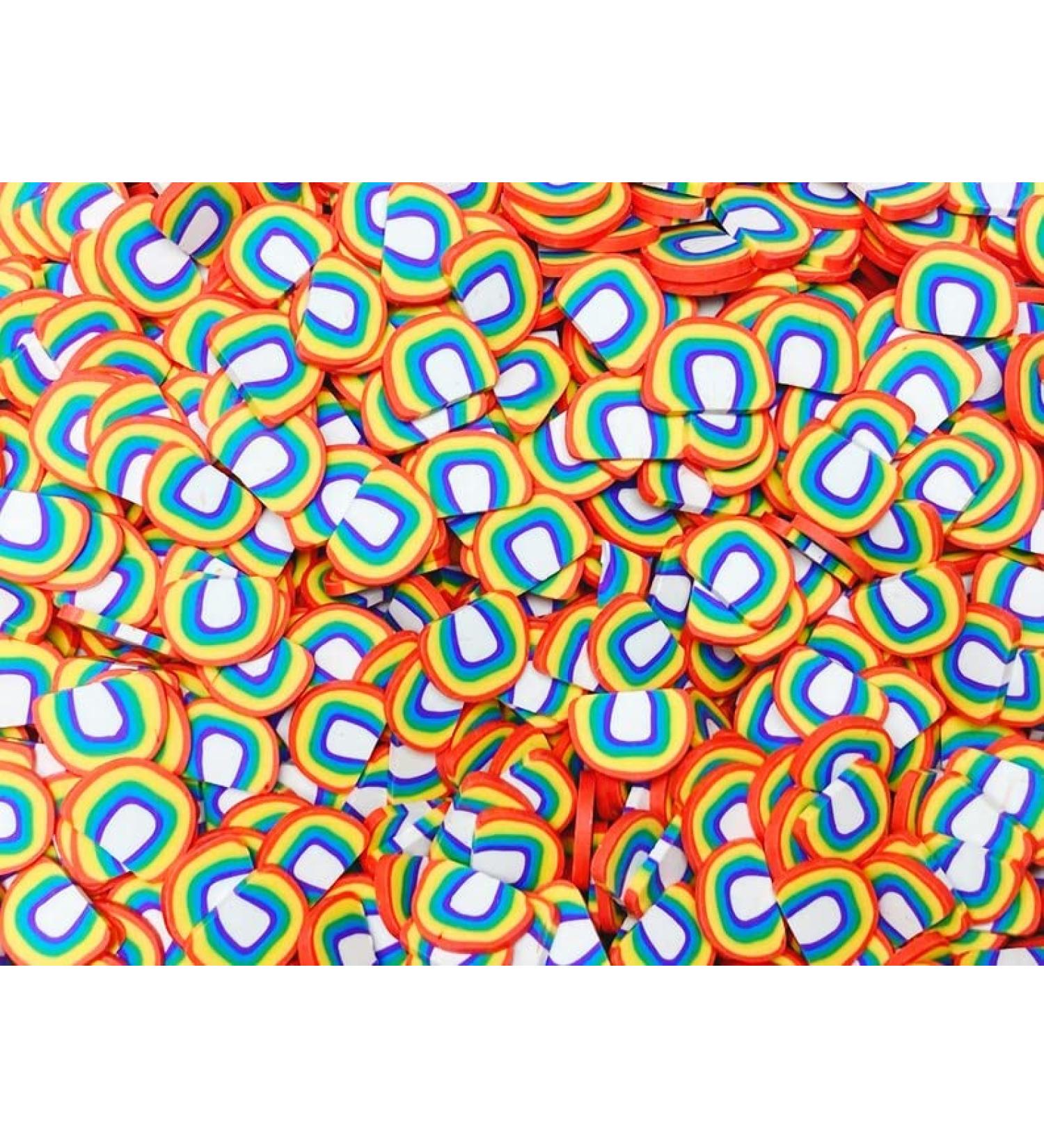 5 Grams kKET Large 10mm Rainbow Fimo Slices, Fake Polymer Clay Slices, Slime Supplies, Nail Art, Decoration, Affordable