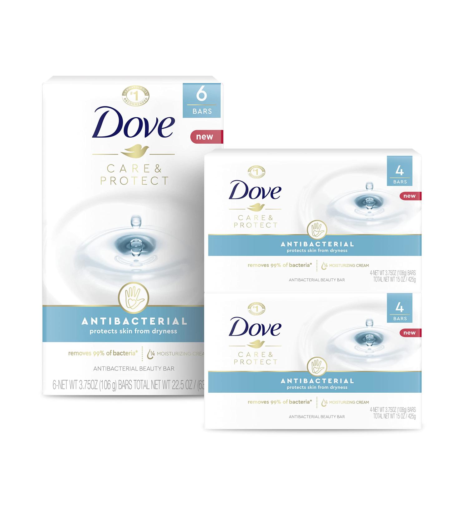 Dove Antibacterial Beauty Bar 3.75 oz - 14 Bars Pack, Protects from Dryness, All Skin Types - Buy Online on GoSupps.com