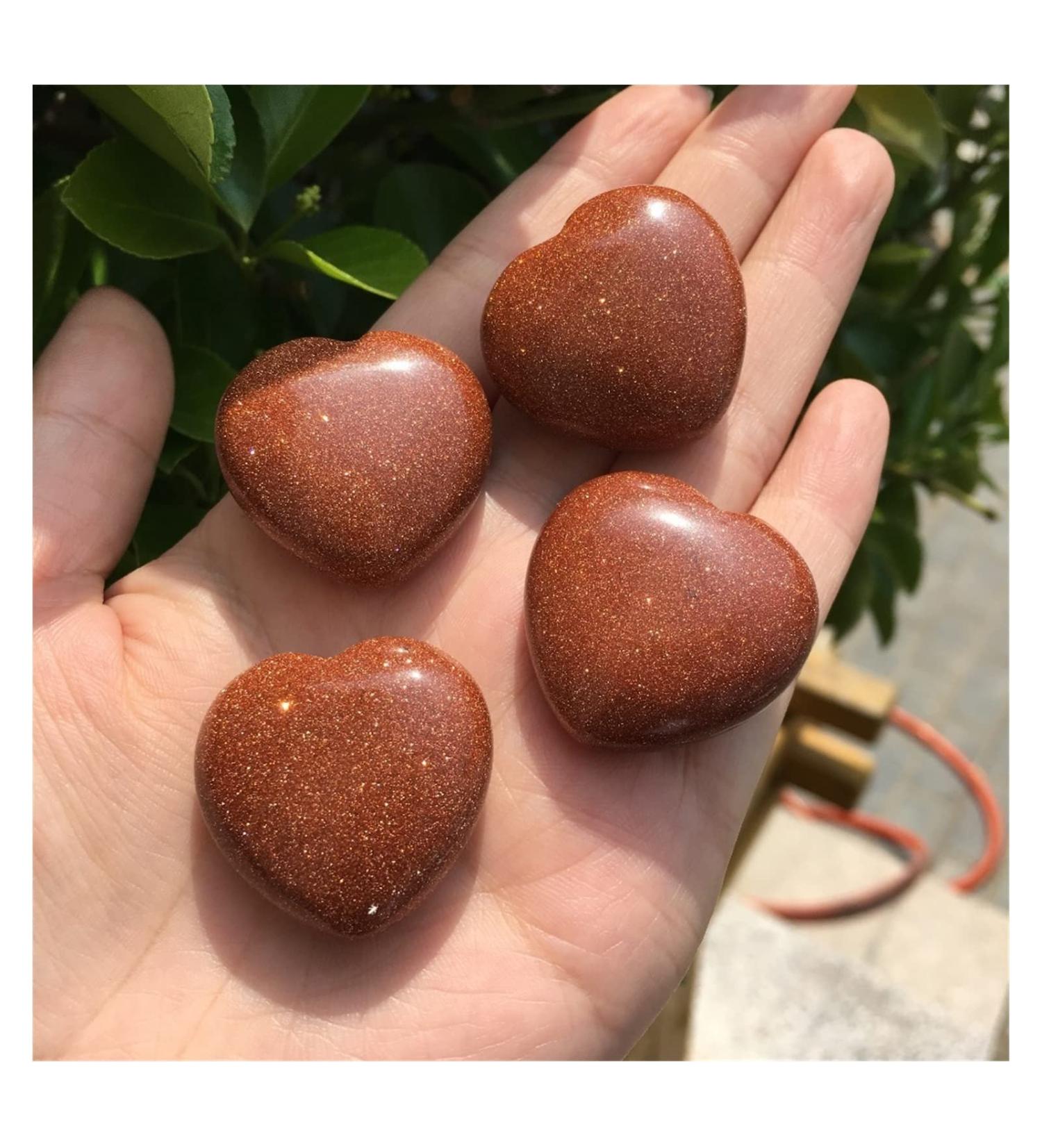 Natural Crystal Rough 4pcs Natural Crystal Gold Sand Heart EnergyDecoration Gift - Buy Online on GoSupps.com