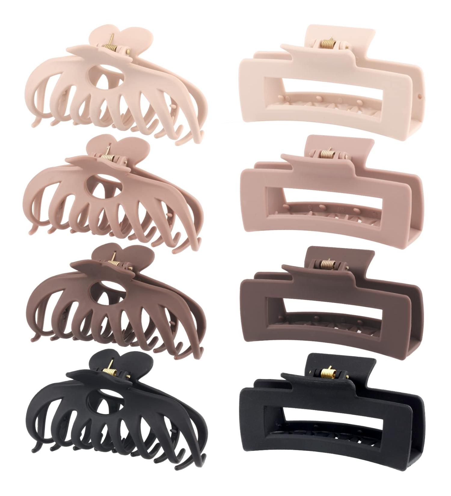 8 Pack Large Hair Claw Clips for Women | Neutral Color Matte Finish | Strong Hold | 4.3 Inch | Ideal for Thin, Thick, Curly Hair - Buy Online on GoSupps.com