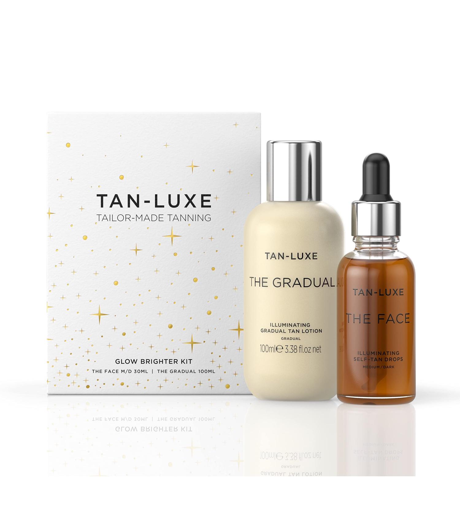 TAN-LUXE Glow Brighter Kit | Illuminating Gradual Tan Lotion & Self-Tan Drops | Cruelty-Free & Vegan - Medium/Dark - Buy Online on GoSupps.com