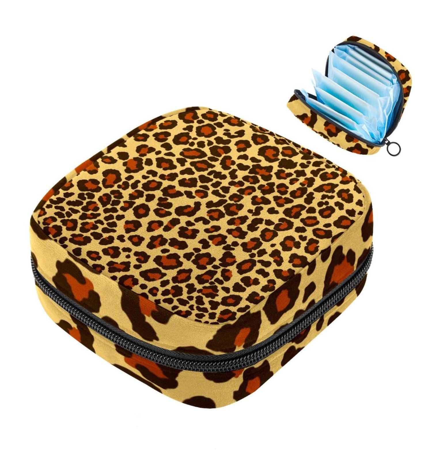 Leopard Jaguar Pattern Sanitary Napkin Storage Bag | Portable Menstruation Pad & Cup Pouch for Teens & Women - Buy Online on GoSupps.com