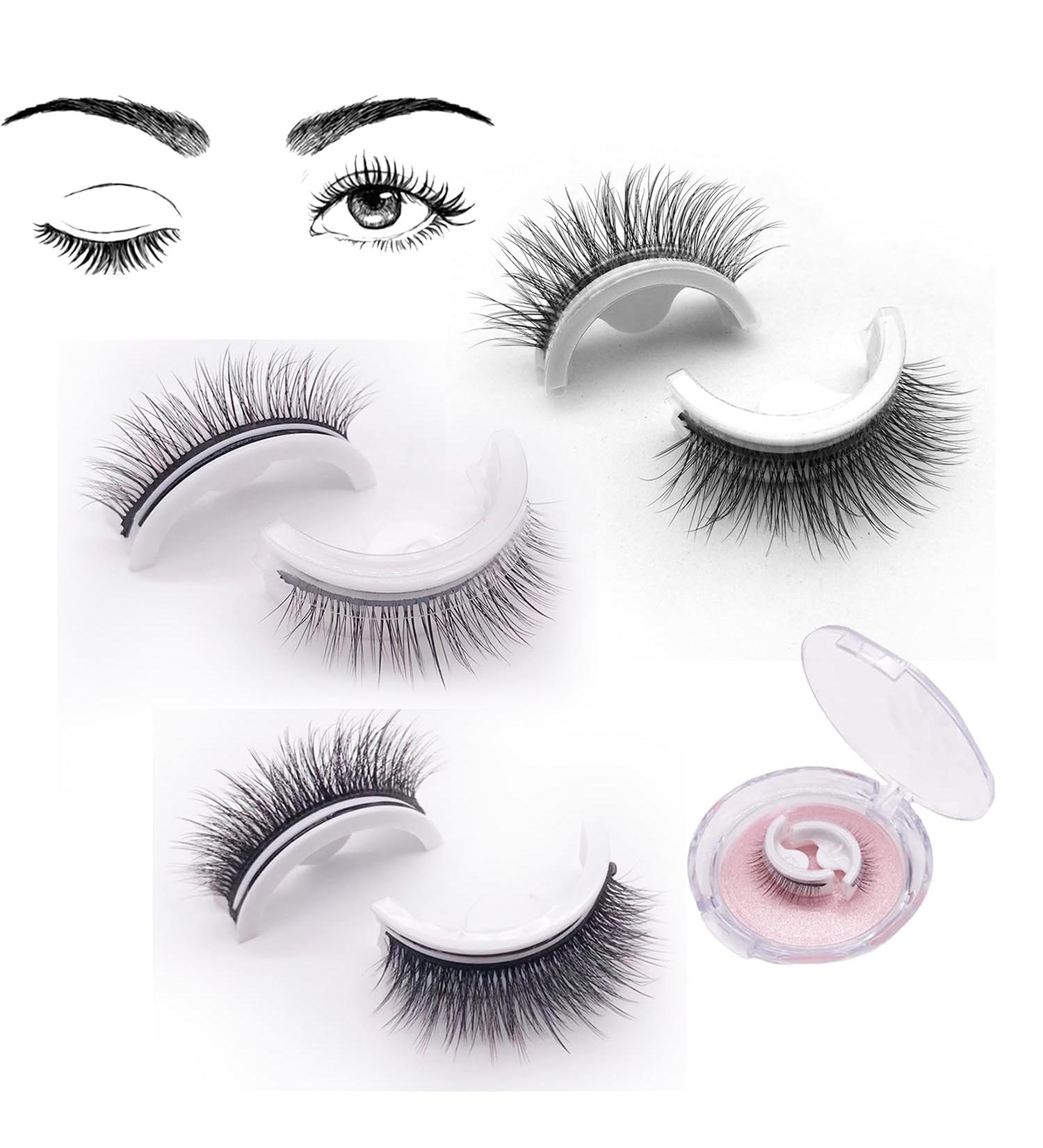 Jenna Lyons Eyelashes 3Pairs Jenna Lyons False Eyelashes Lashbuddy Self-Adhesive Eyelashes Reusable Self Sticking Kaylash Reusable Self Adhesive Eyelashes Natural Look - Waterproof (3pcs 123Mix) - Buy Online on GoSupps.com