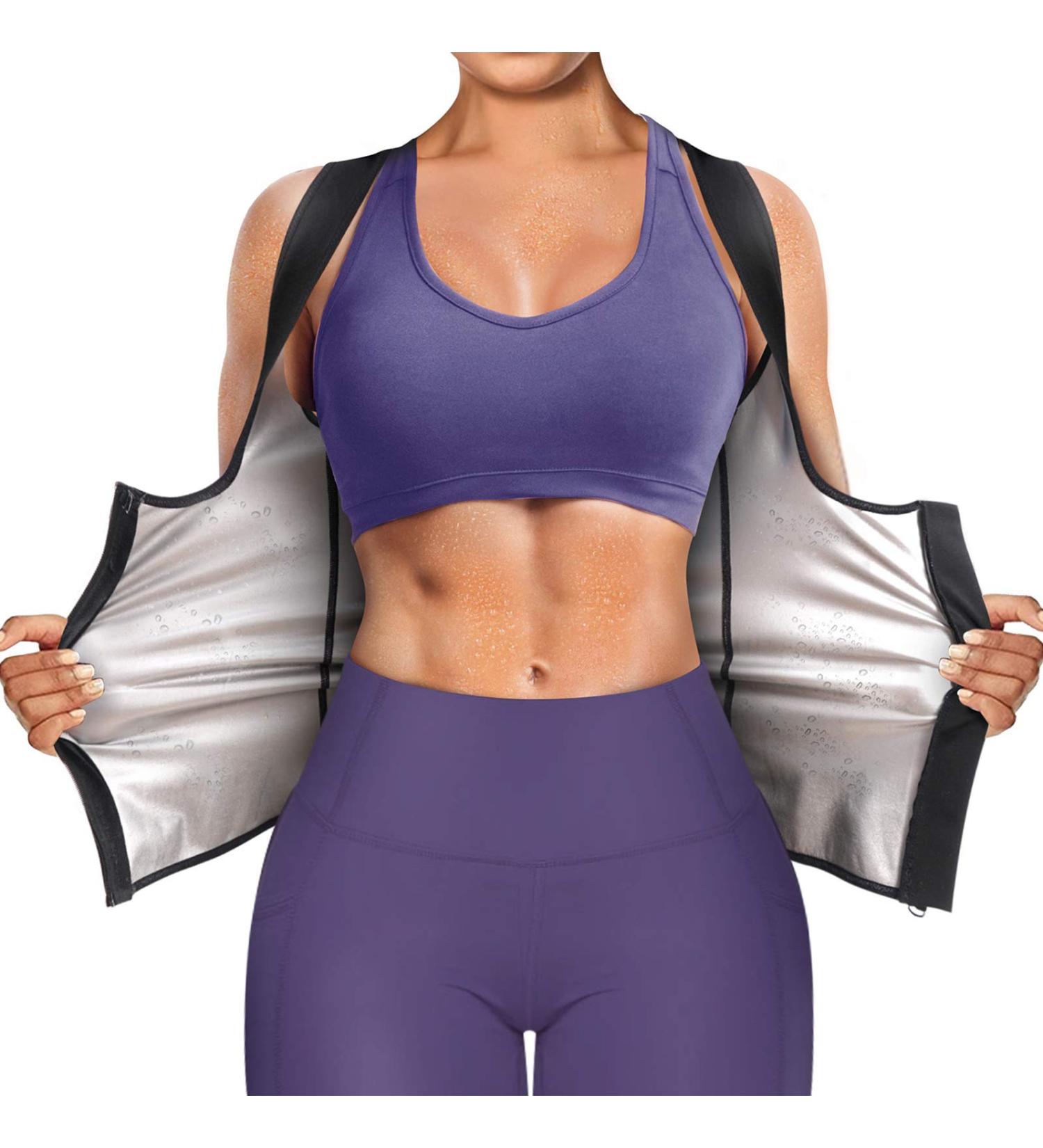 Junlan Women's Waist Trainer Sauna Suit Vest with Zipper - Black, Large - Buy Online on GoSupps.com