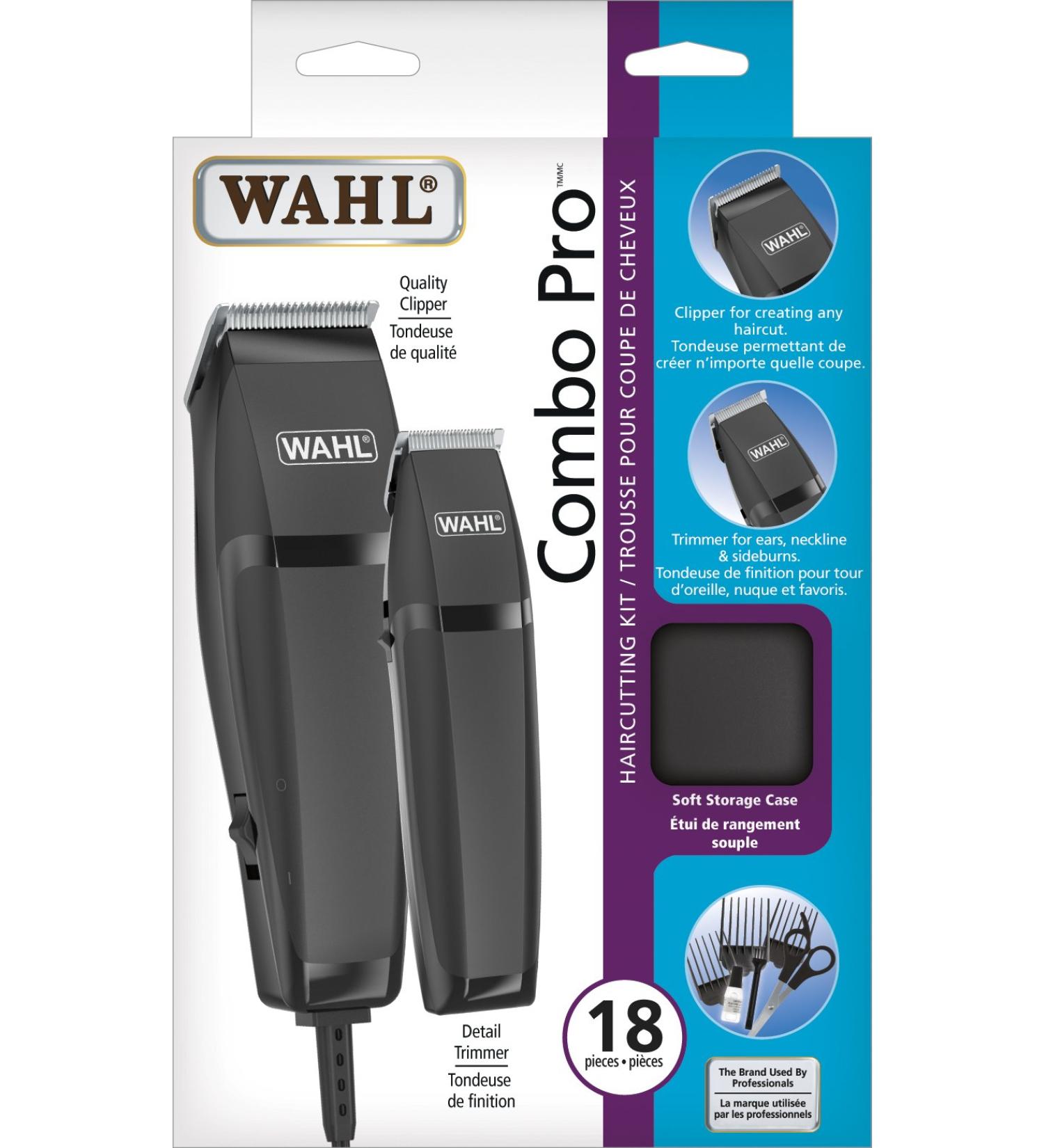 Wahl Canada Combo Pro Haircutting kit with ergonomic clipper includes soft storage case Haircutting Kit Clippers for Hair Hair Clippers Grooming Kit - Model 3120 - Buy Online on GoSupps.com