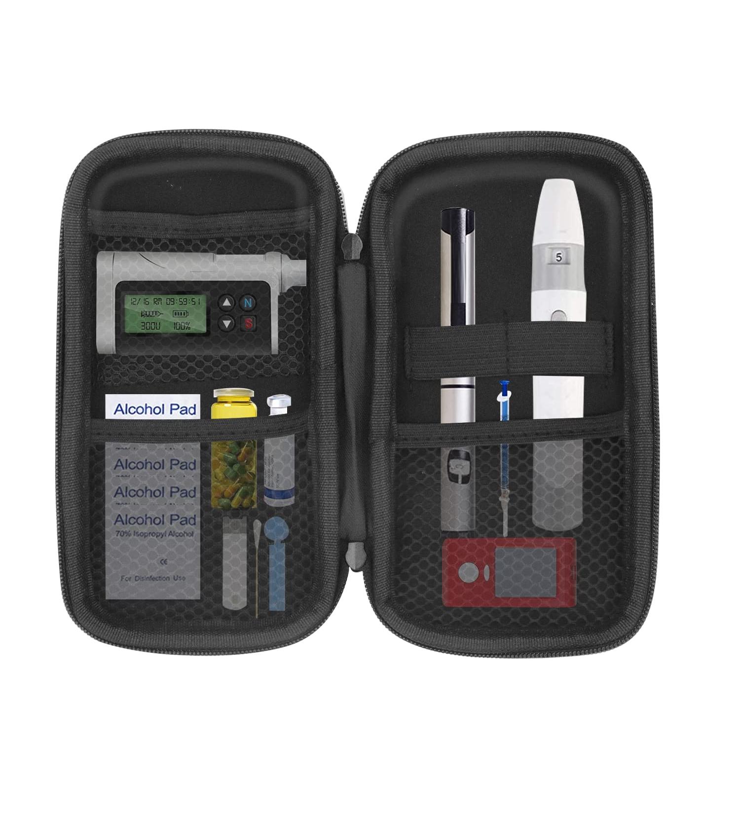 Hojaster Diabetic Supplies Travel Case - Glucose Meter Storage Bag Organizer for Diabetes Testing Accessories - Black - Buy Online on GoSupps.com