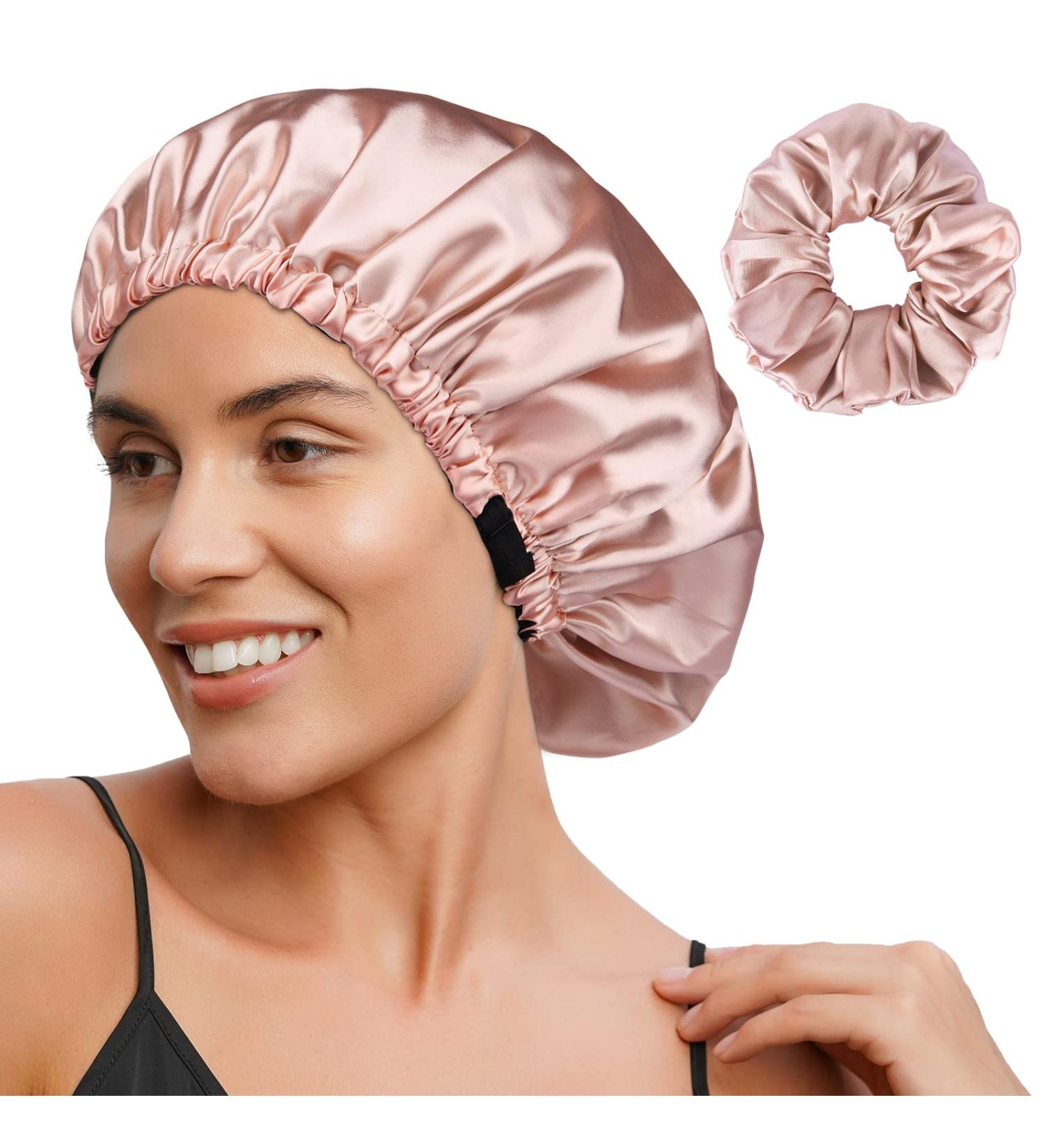 YANIBEST Silk Satin Bonnet for Sleeping - Blush Pink Large | Reversible Hair Cap for Curly Natural Hair Women - Buy Online on GoSupps.com