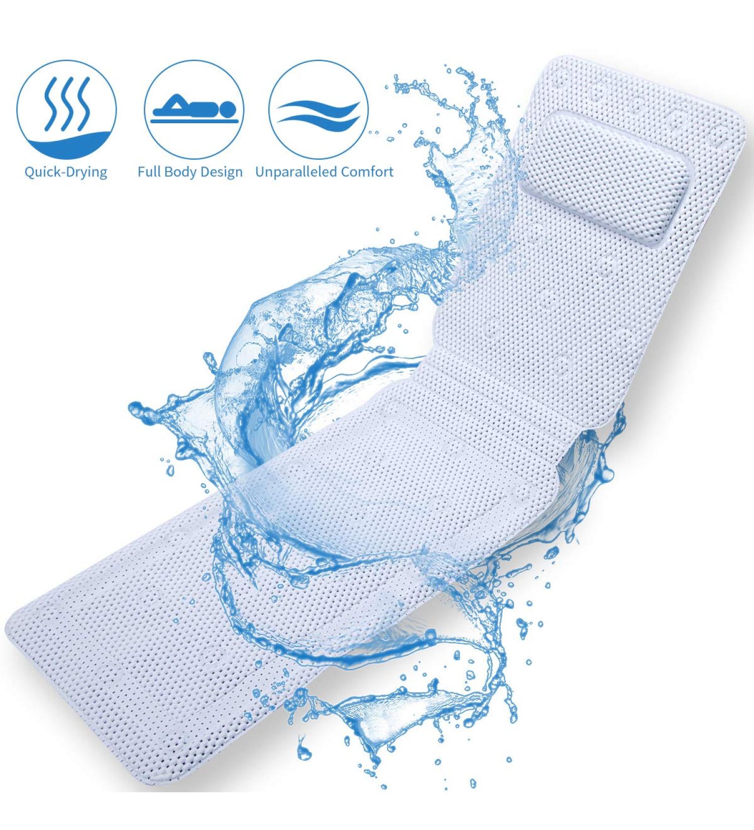 Sursoul Full Body Bath Pillow - Quick-Drying Spa Pillow with Soft PVC for Tub - Bathtub Bed with Suction Cups - Buy Online on GoSupps.com